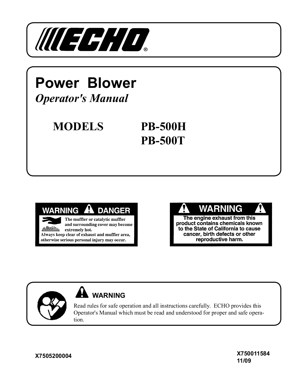 Echo PB-500T, PB-500H User Manual