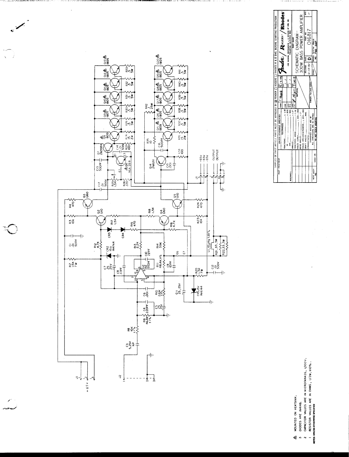 Fender Hiend 300W Bass PA Schematic