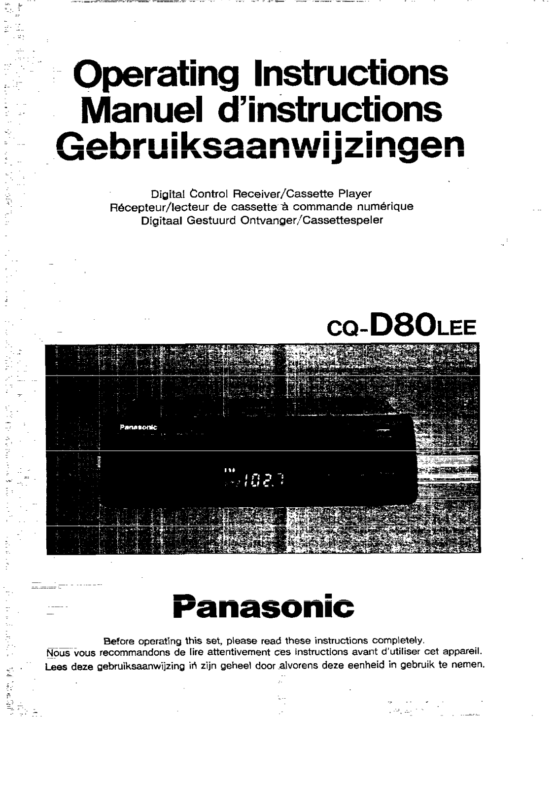 Panasonic CQ-D80L Operating Instructions