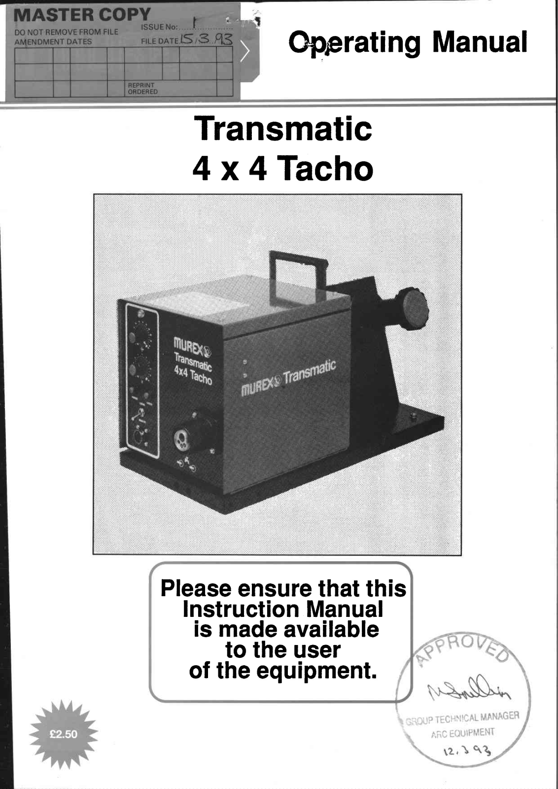ESAB Transmatic 4x4 Tacho Instruction manual / Spare parts list (Replacement parts)
