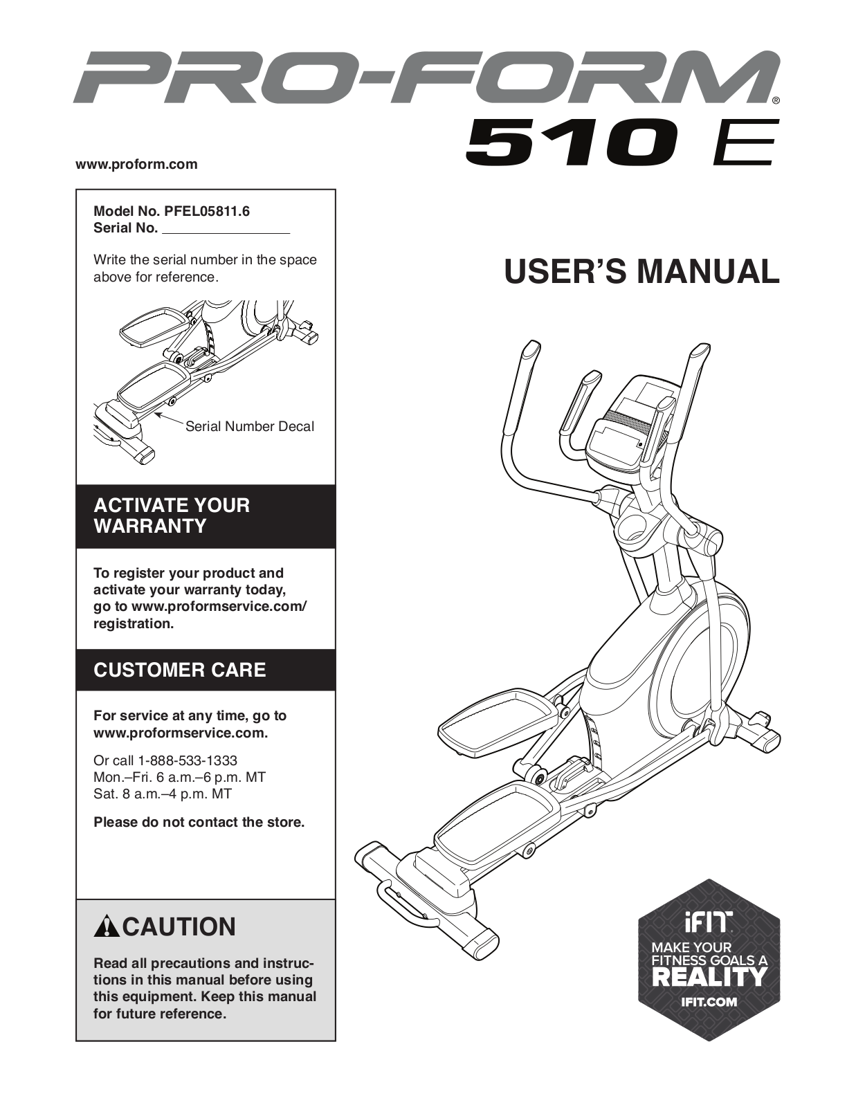 ProForm PFEL058116 User Manual