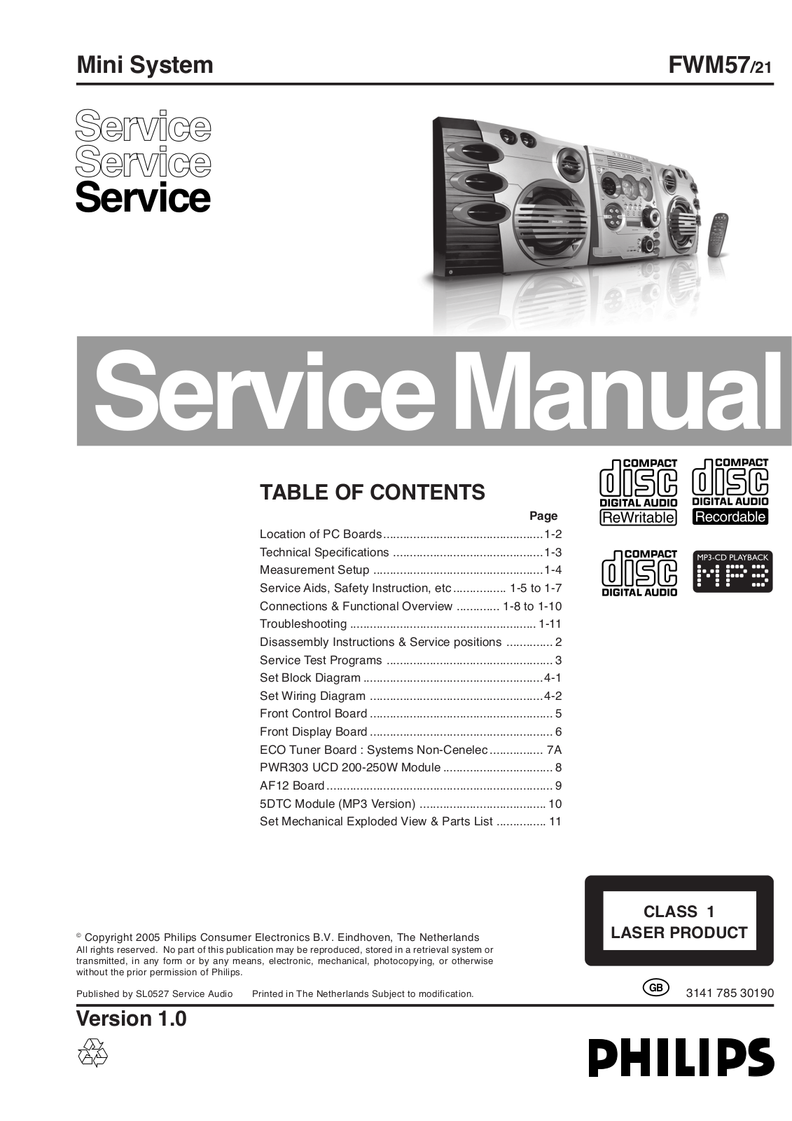 Philips FW M57 Service Manual