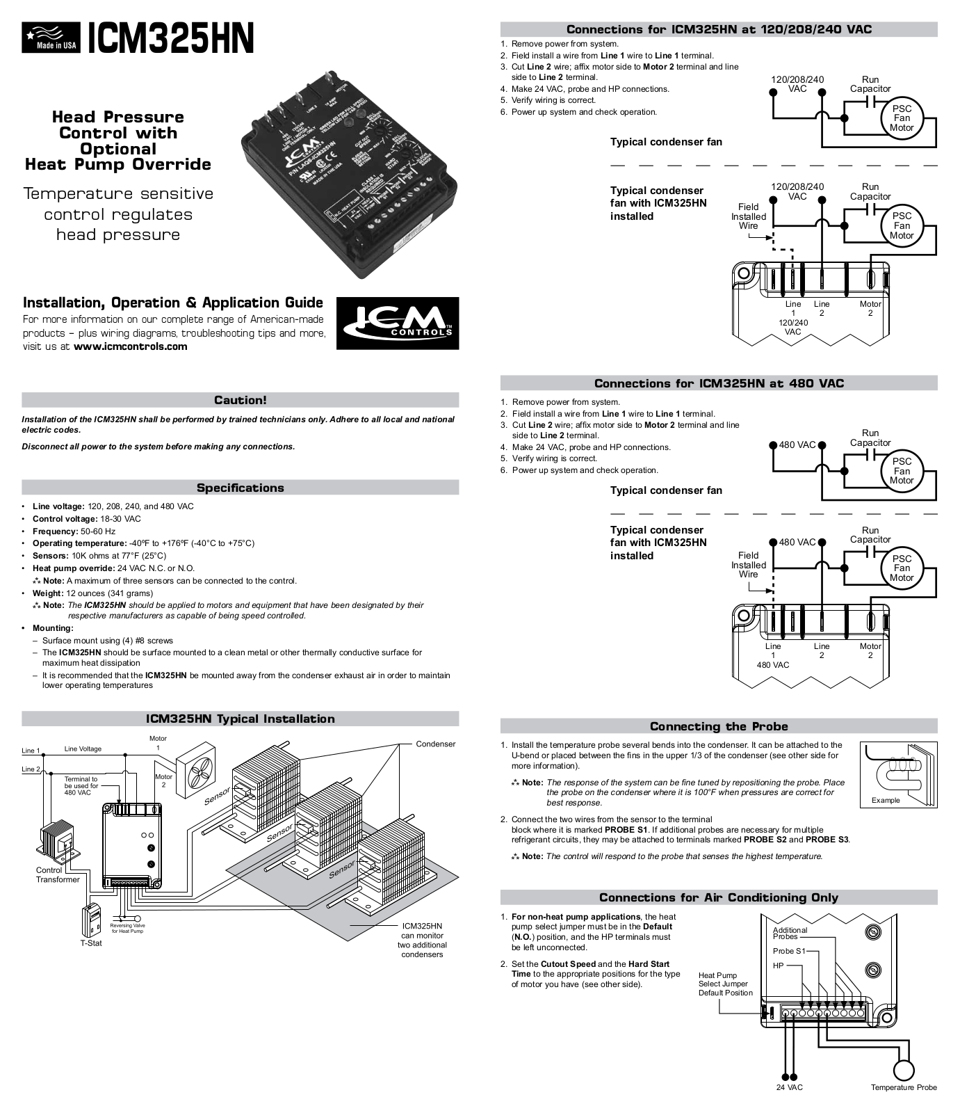 ICM CONTROLS ICM325HN Installation Manual