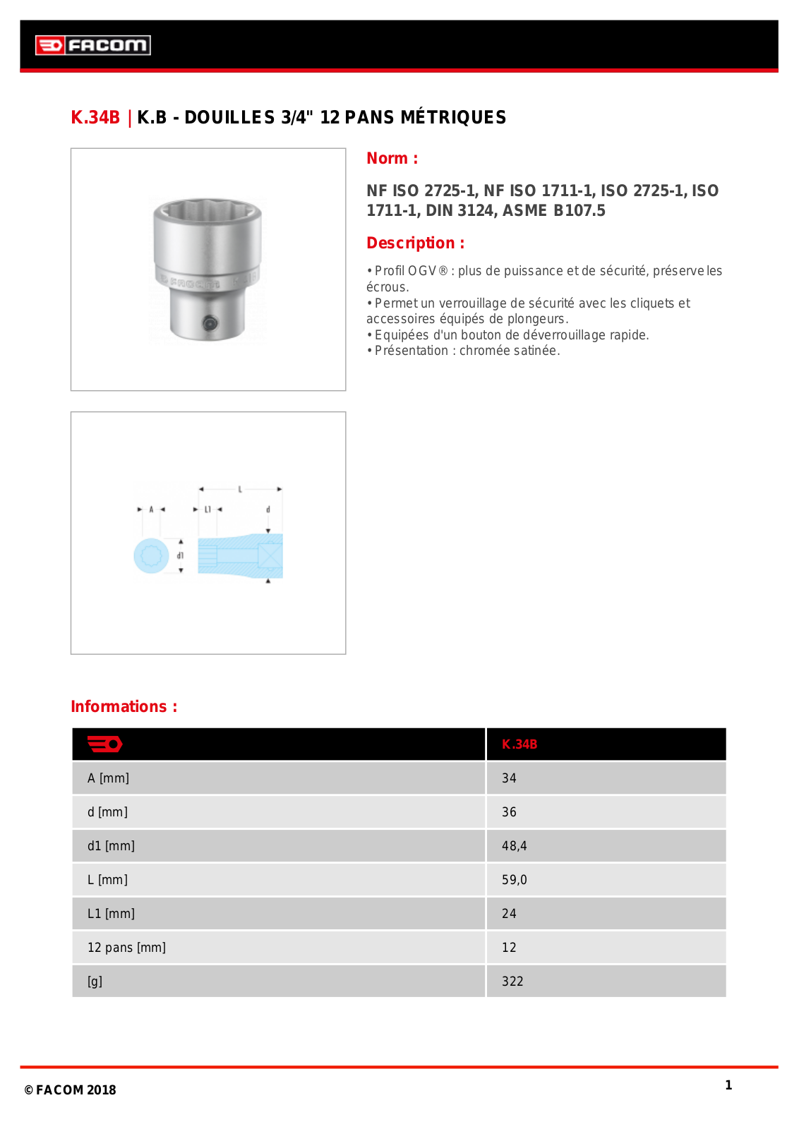 Facom K.34B Specification - ManualMachine.com