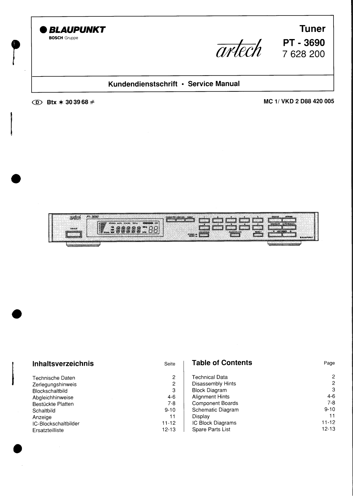 Blaupunkt PT-3690 Service manual