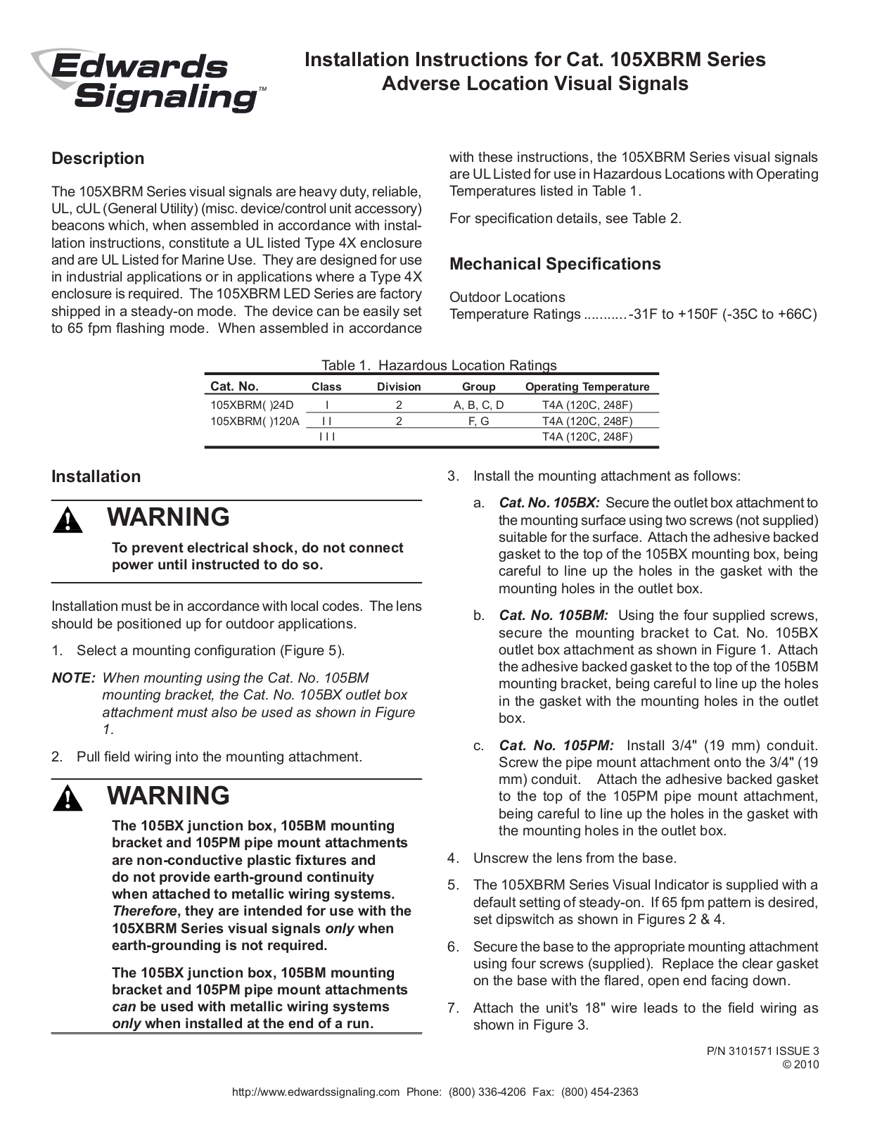 Edwards Signaling 105XBRM User Manual