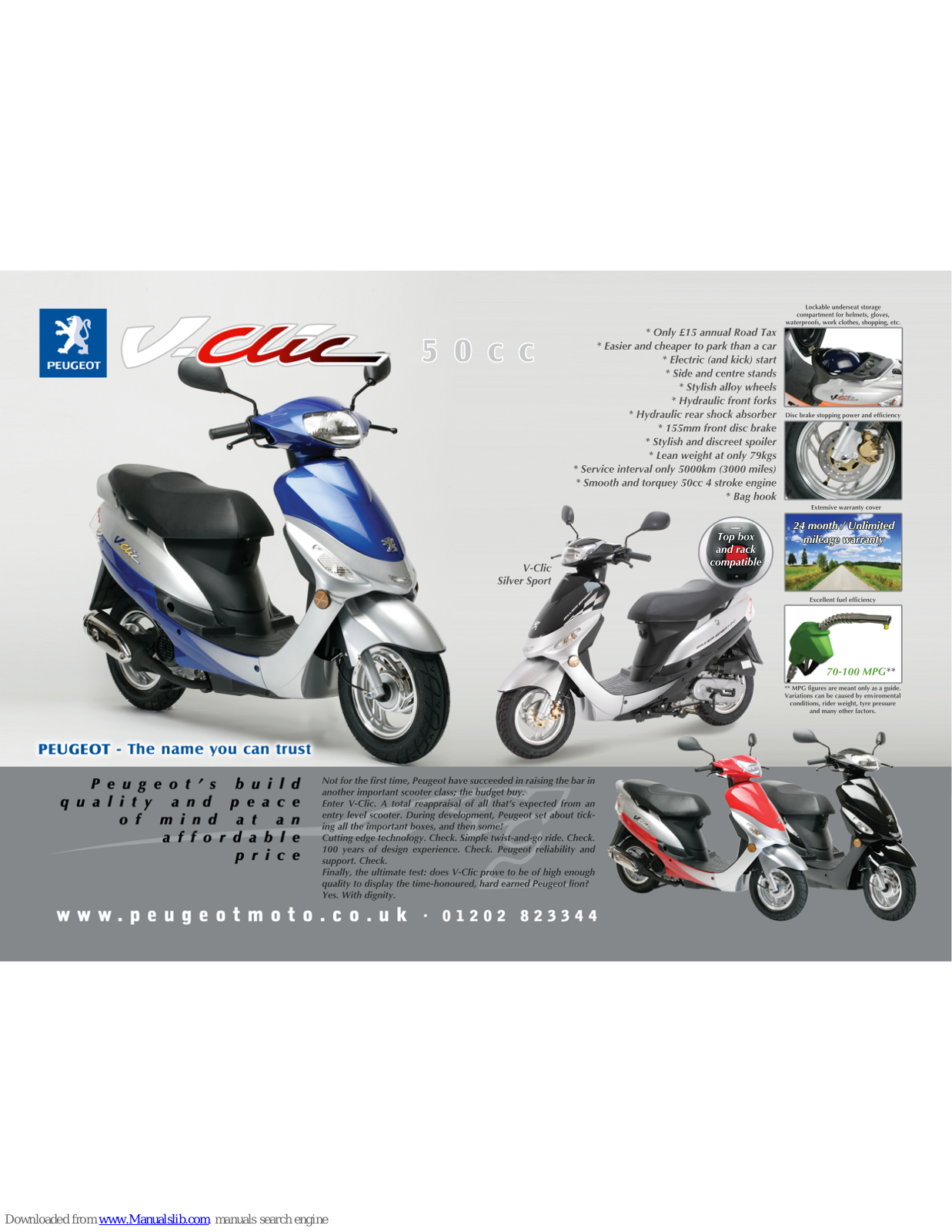 PEUGEOT V-CLIC, V-CLIC 50 Brochure - ManualMachine.com