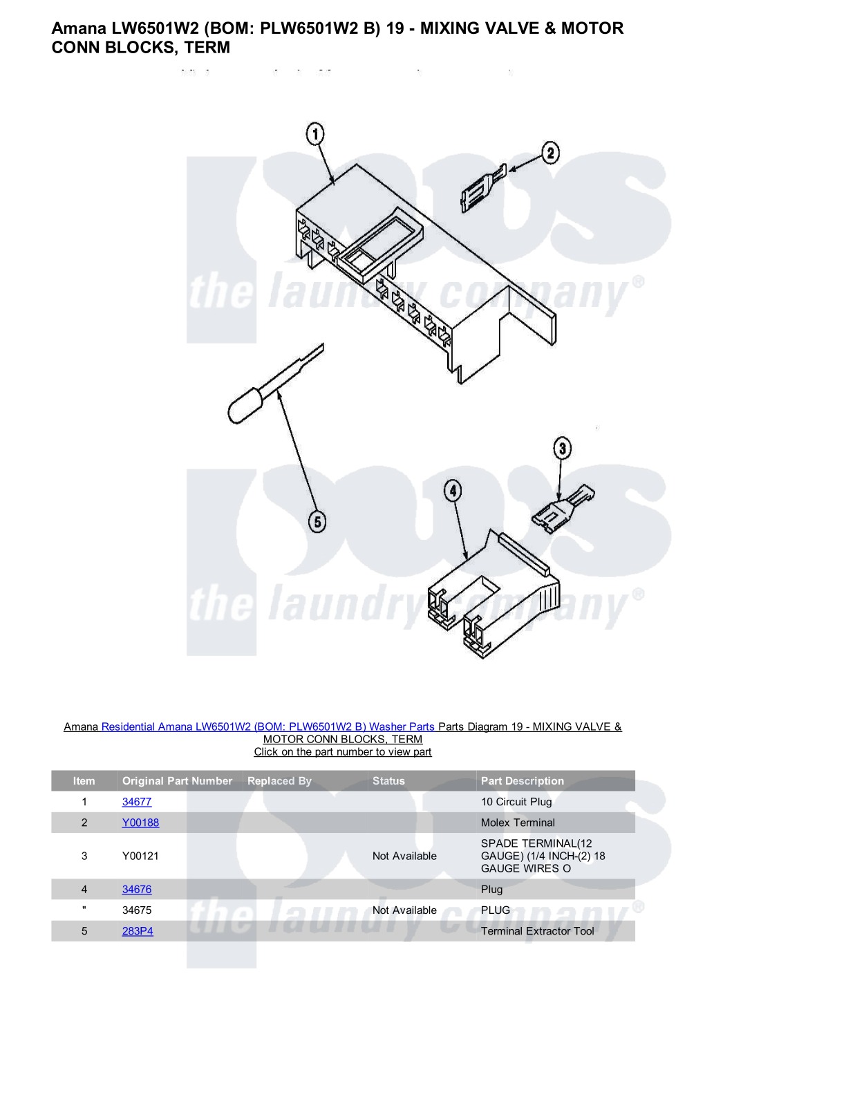 Amana LW6501W2 Parts Diagram