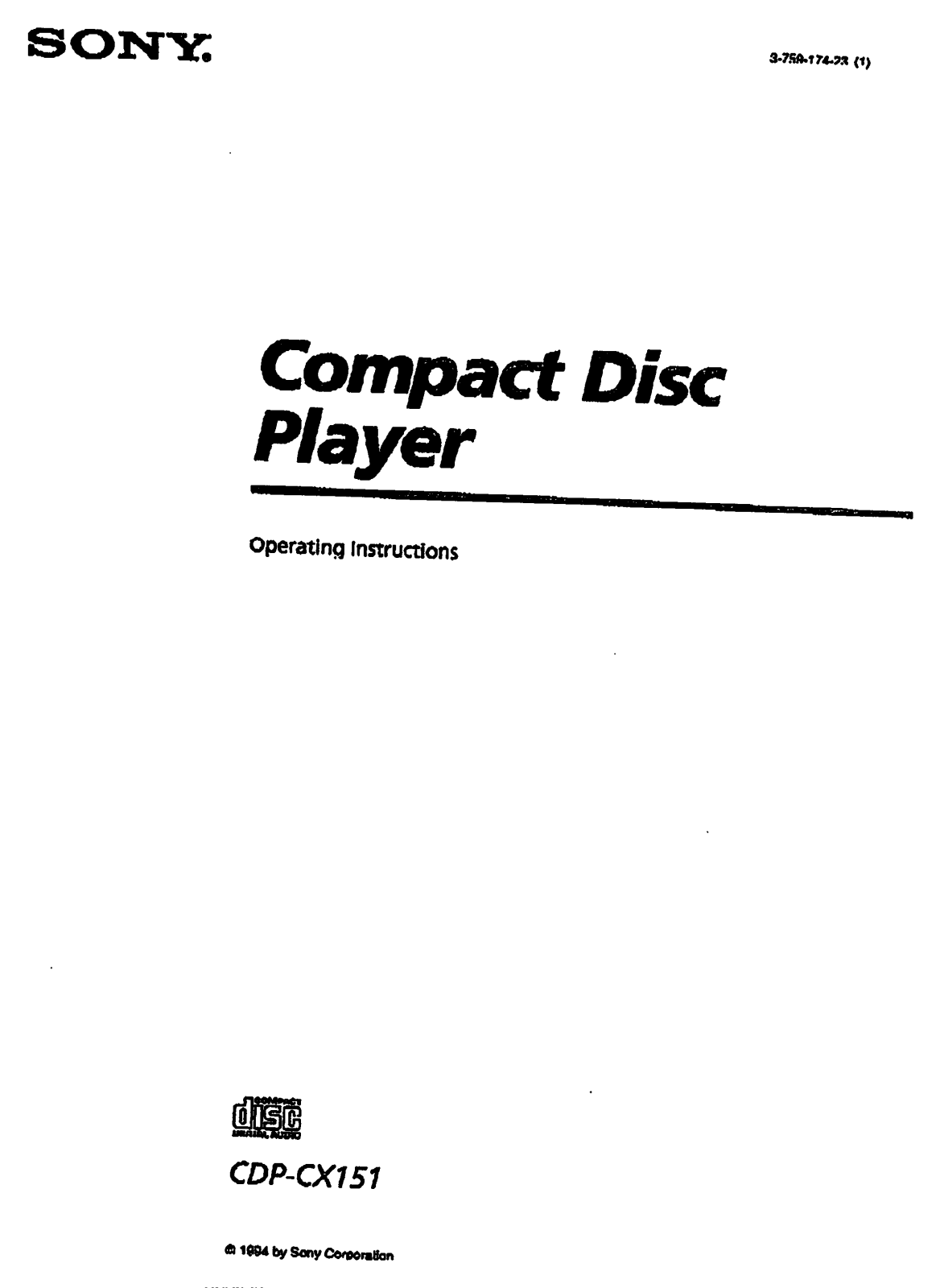 Sony CDP-CX151 User Manual