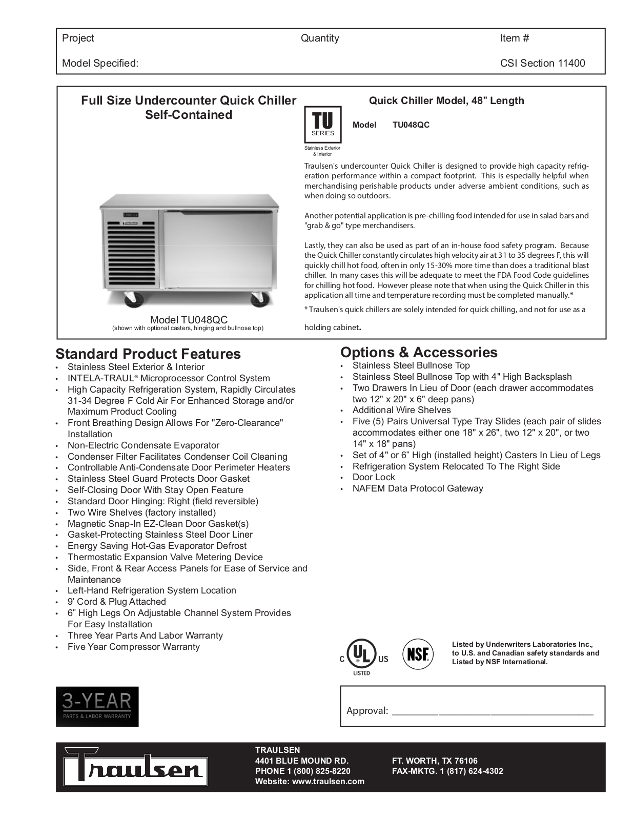 Traulsen TU048QC User Manual