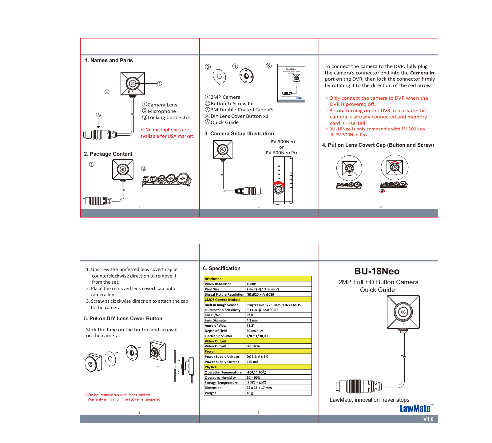 KJB BU-18NEO, PV-500N-BUNDLE Quick Start Guide