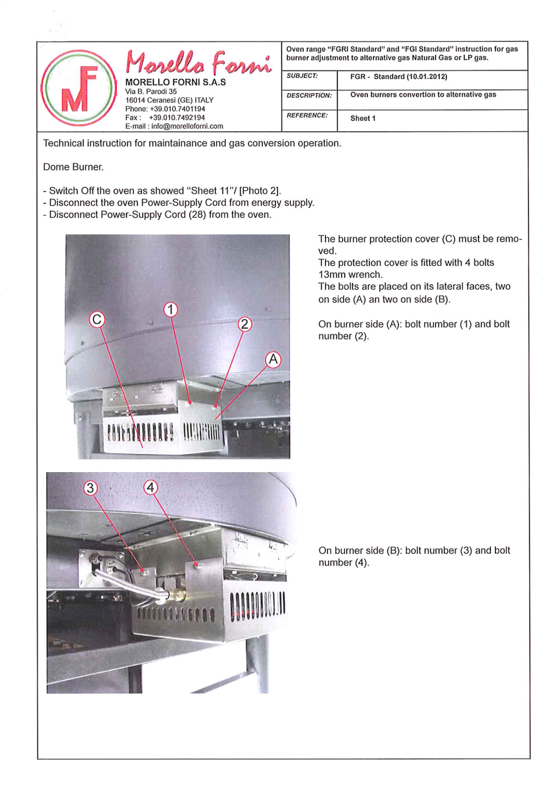 Rosito Basani FGI110 Service Manual