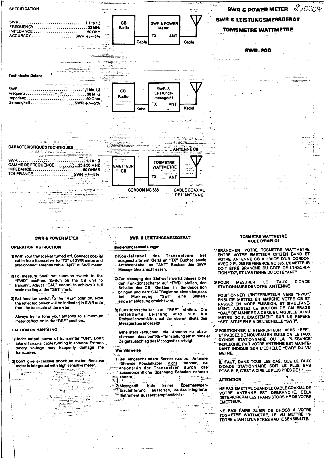 Midland SWR200 User guide