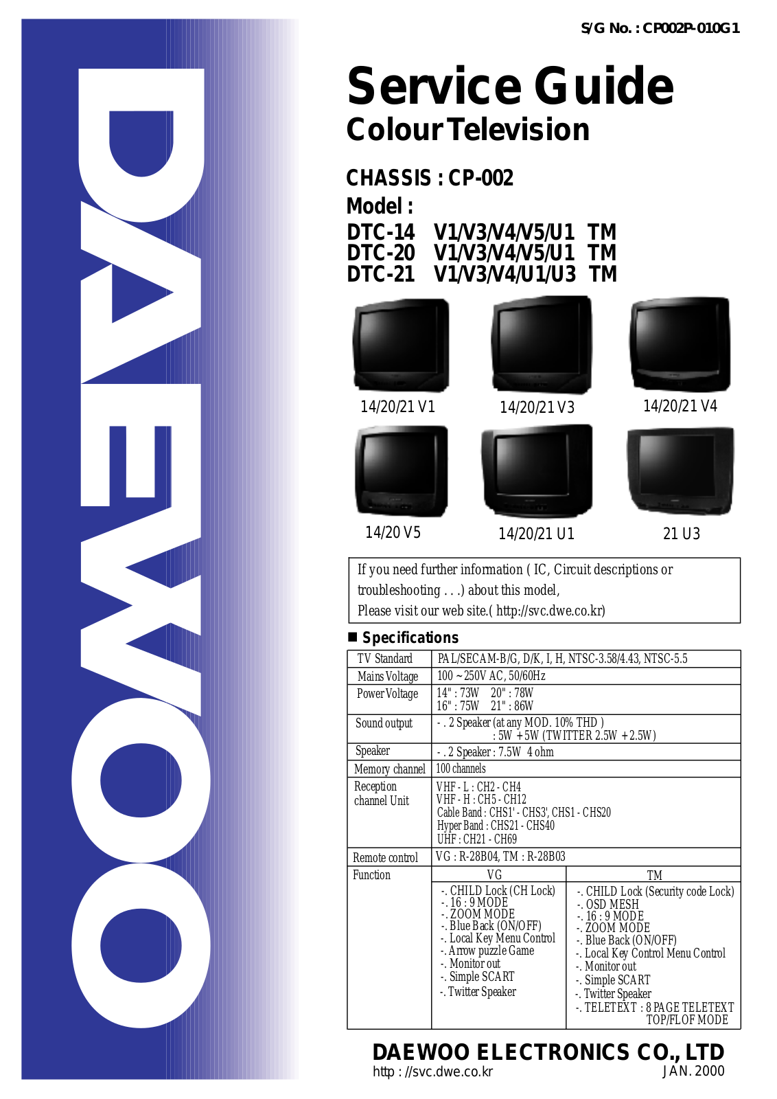 Daewoo CP-002 Service Manual