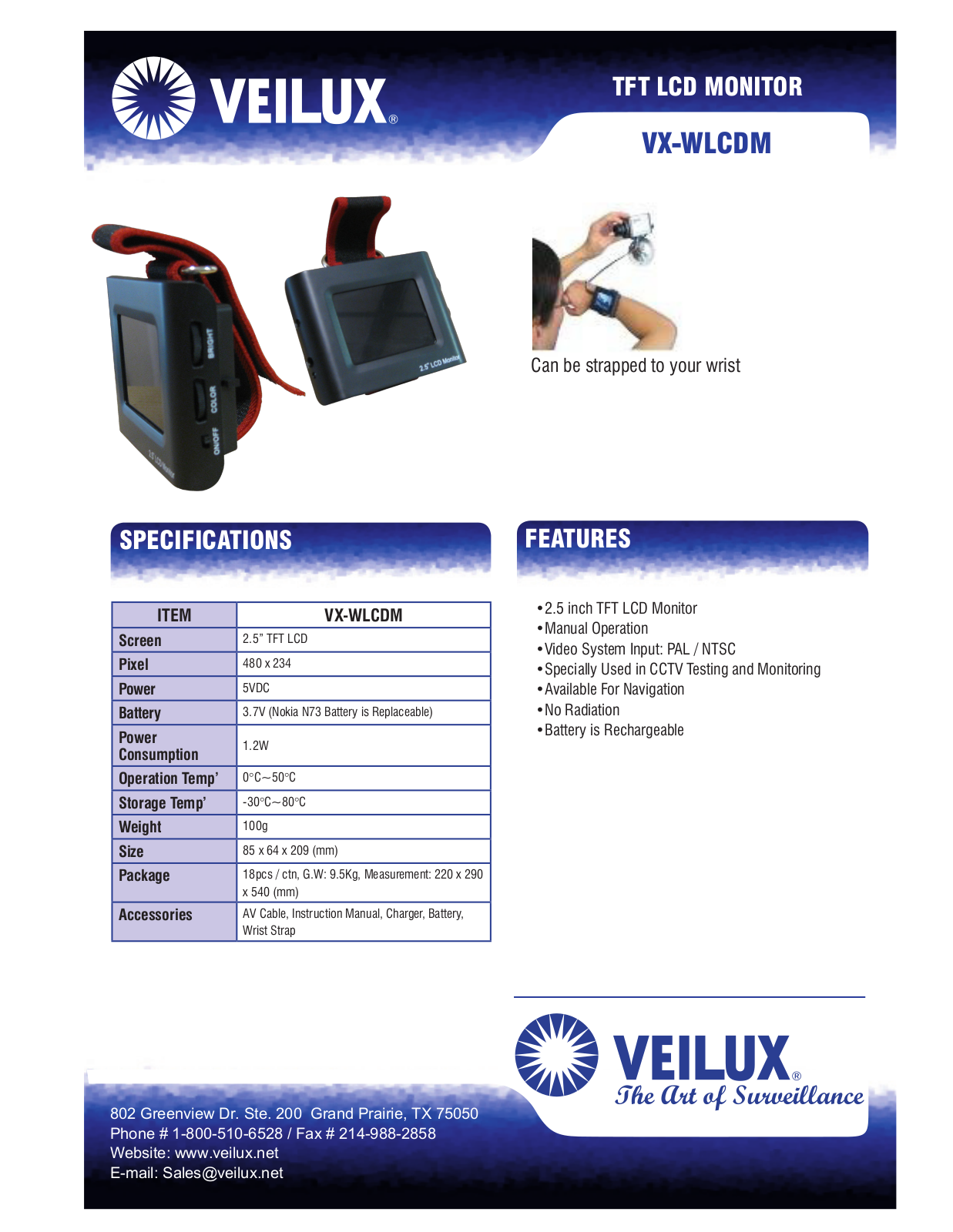 Veilux VX-WLCDM Specsheet - ManualMachine.com