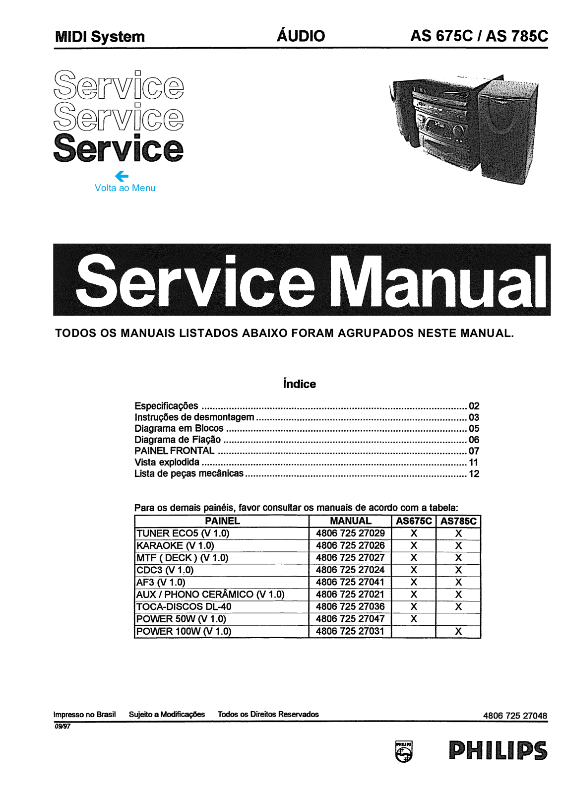 Philips AS-675-C, AS-785-C Service manual