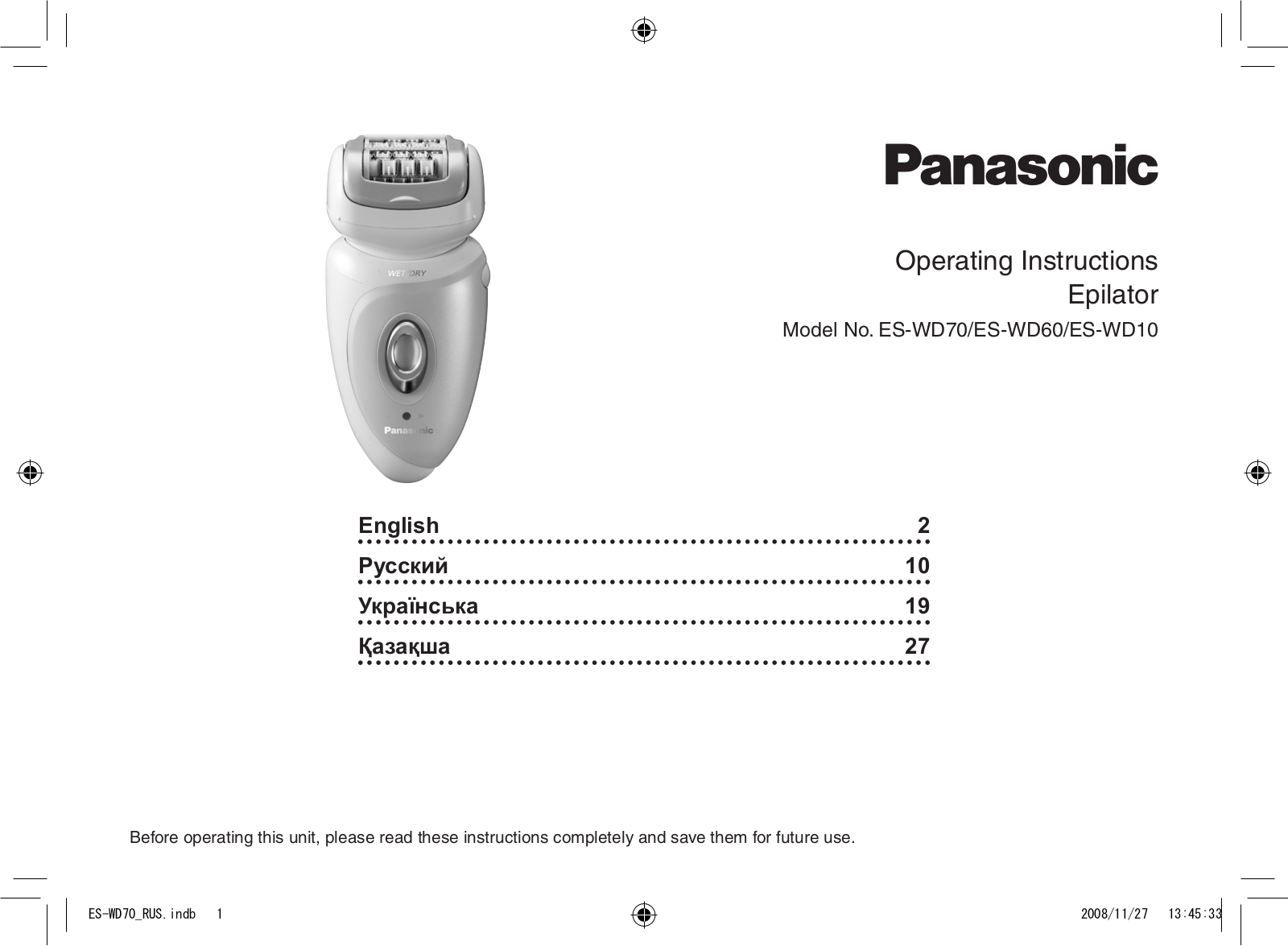 Panasonic ES-WD60-A530 User Manual