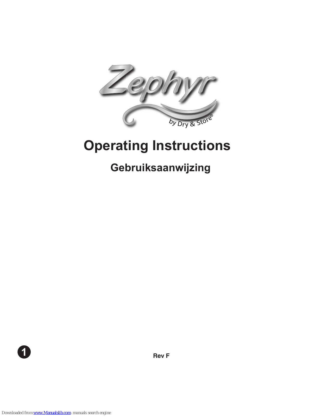 Dry & Store Zephyr Operating Instructions Manual