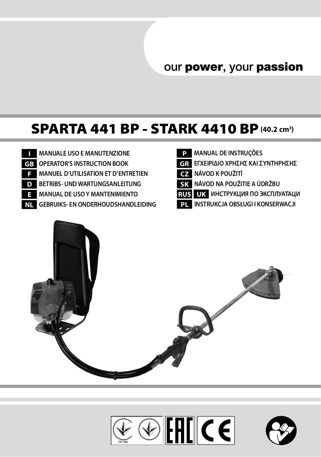 Efco SPARTA 441 BP, STARK 4410 BP User guide