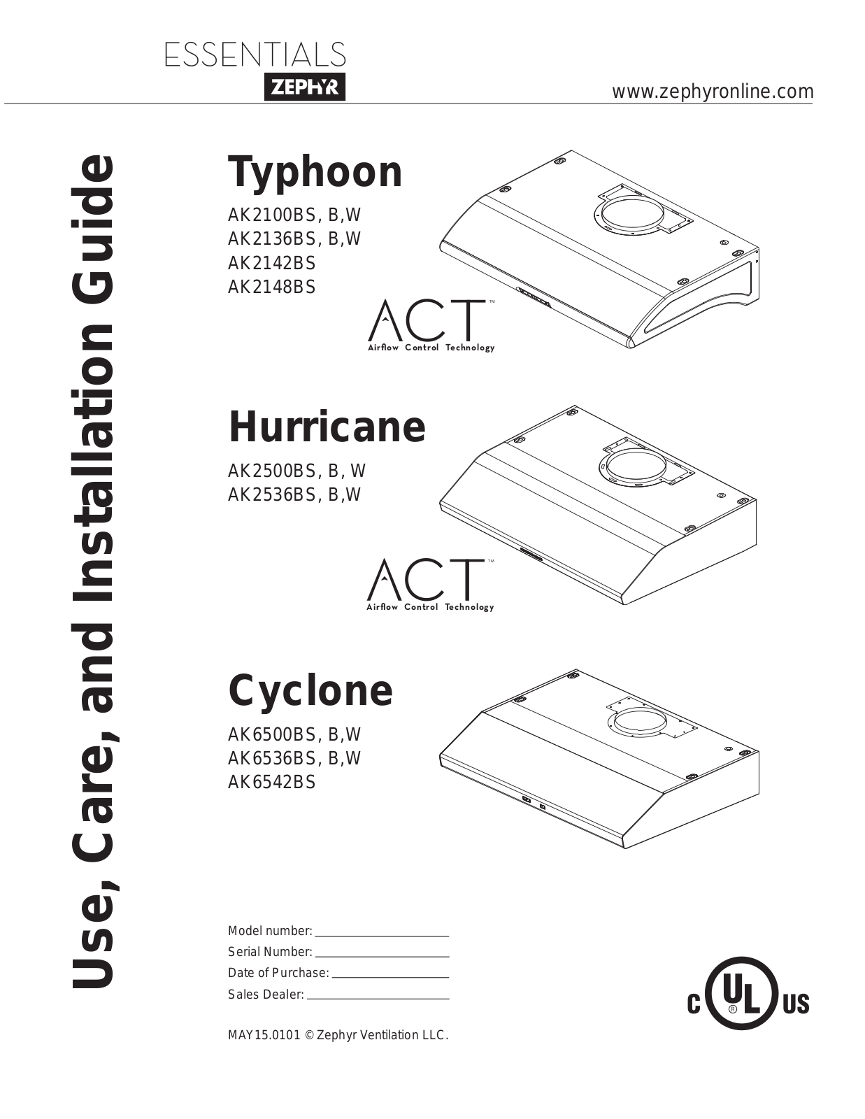 Zephyr AK2500BW User Manual