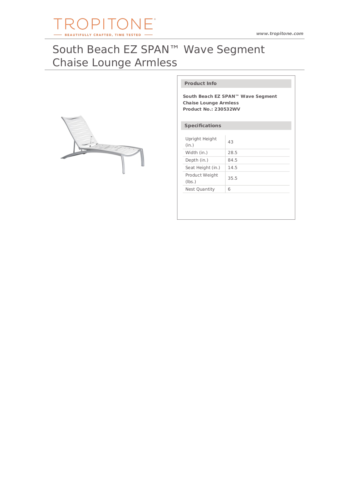 Tropitone TR3220 Dimensions - ManualMachine.com