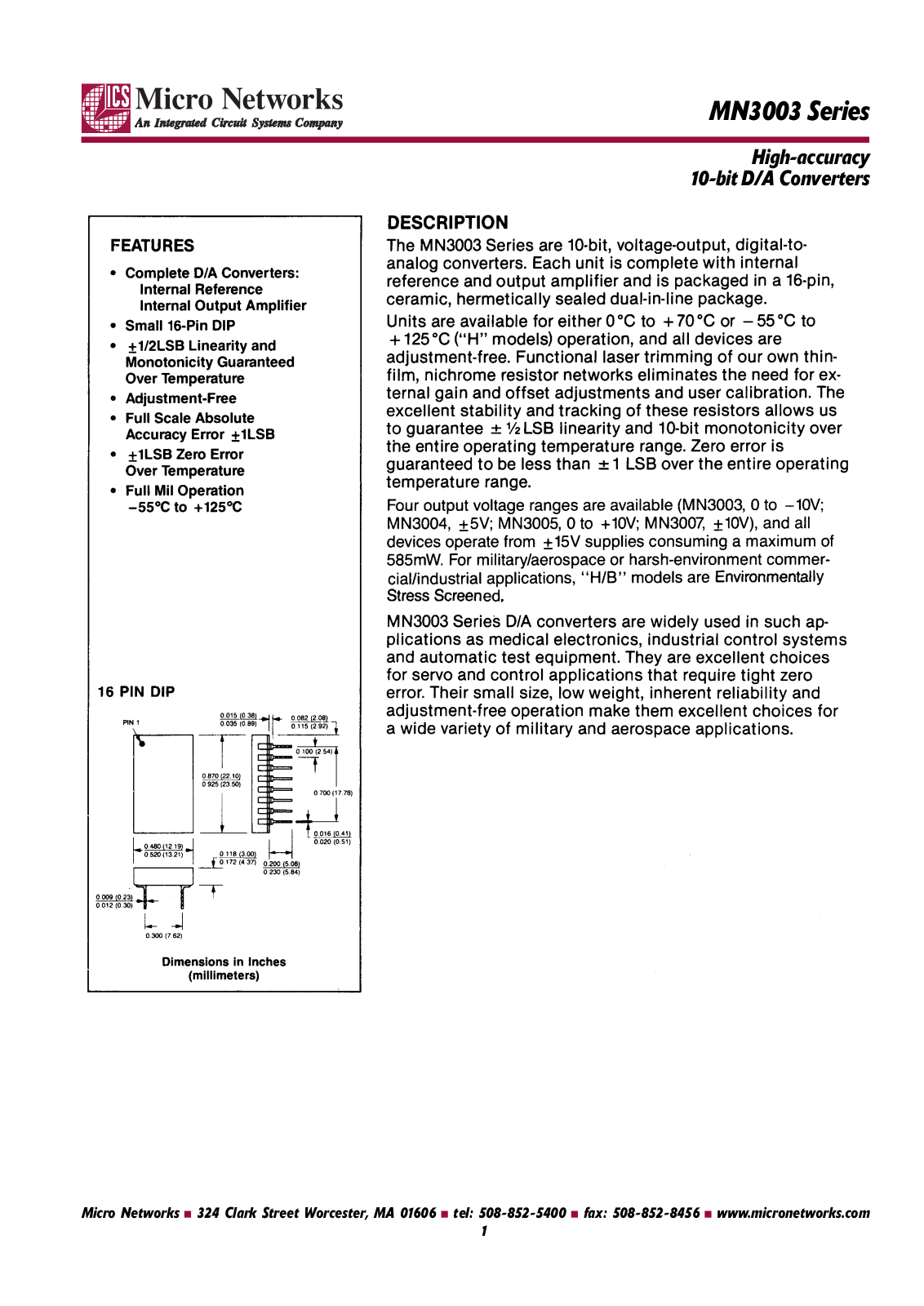 Micronetworks MN3004H-B, MN3004, MN3003H, MN3004H, MN3003H-B Datasheet