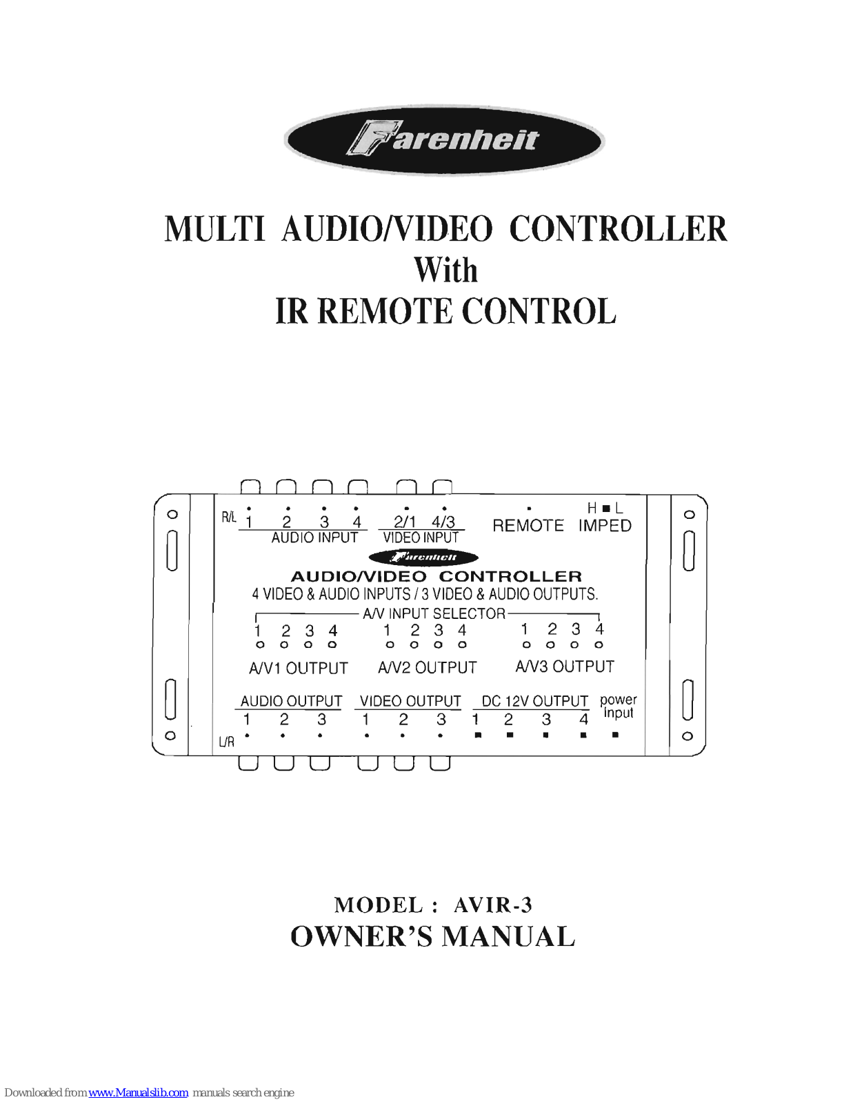 Farenheit AVIR-3 Owner's Manual