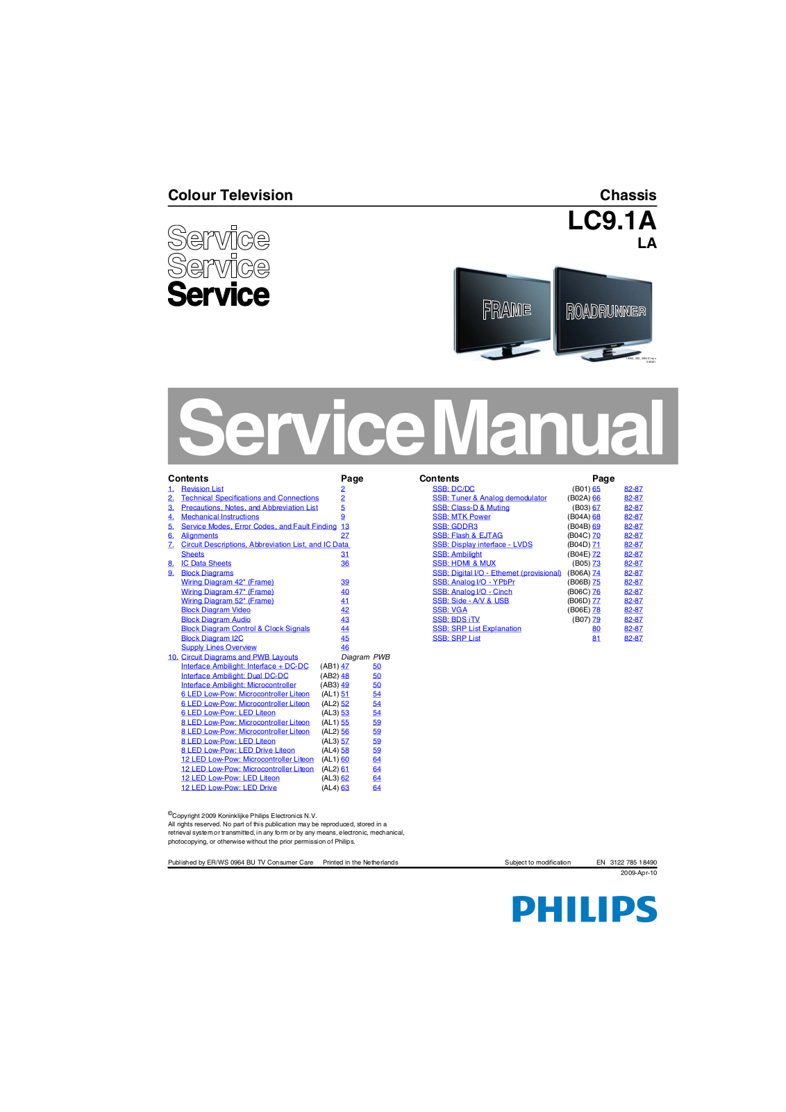 Philips LC9.1A LA Schematic