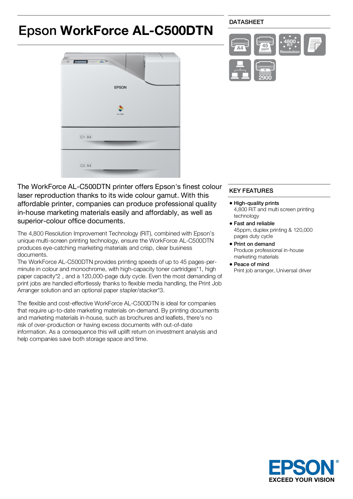 Epson C11CC12001BW Product Data Sheet