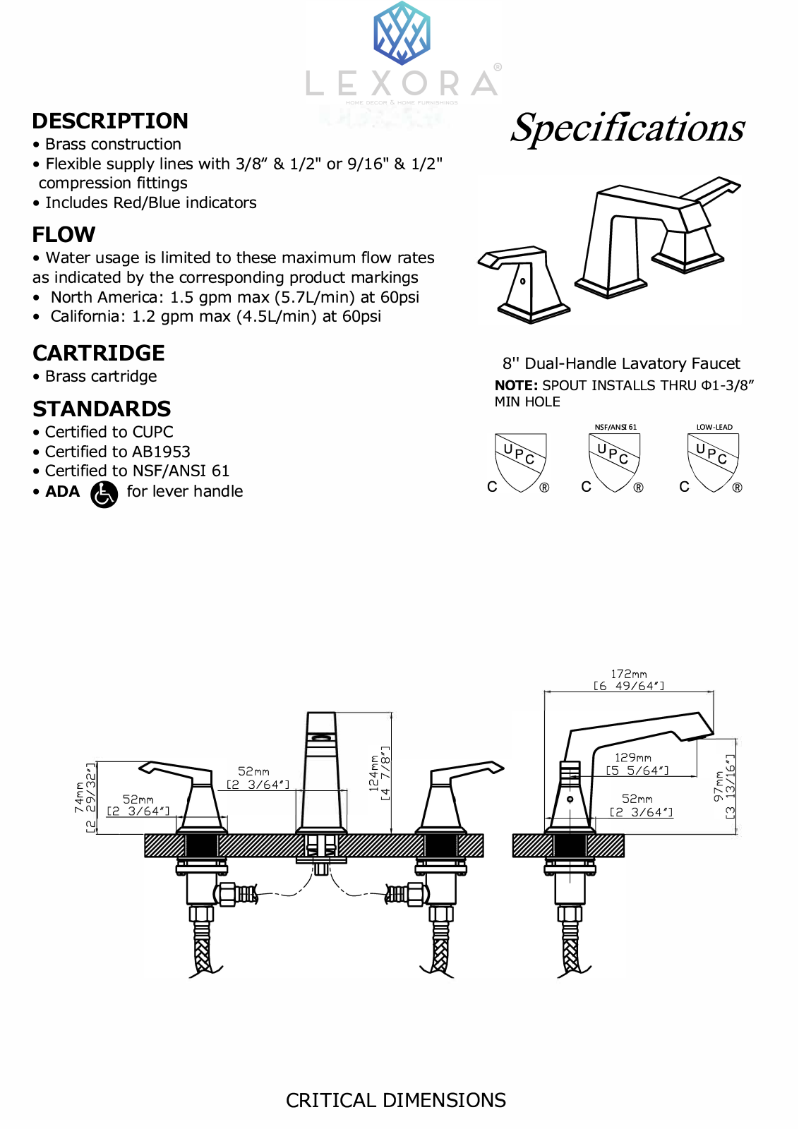 Lexora LFT4011MB, LFT4011BN, LFT4011CH Specifications - ManualMachine.com