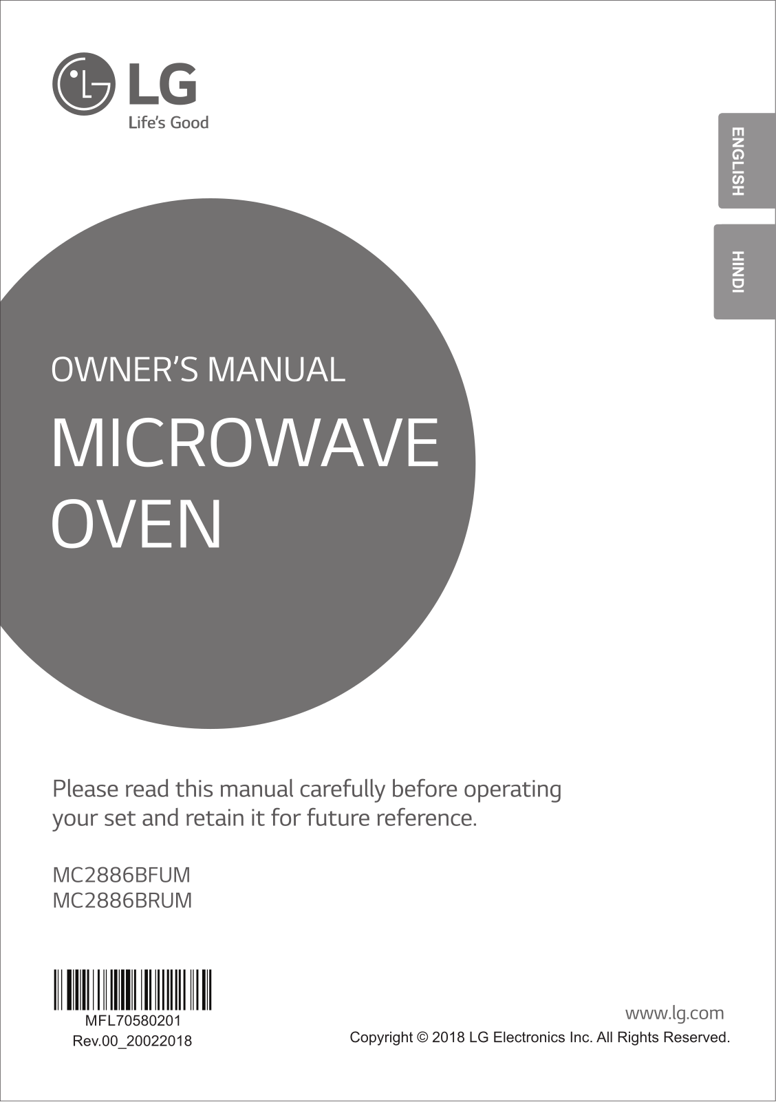 LG MC2886BFUM, MC2886BRUM Owner’s Manual