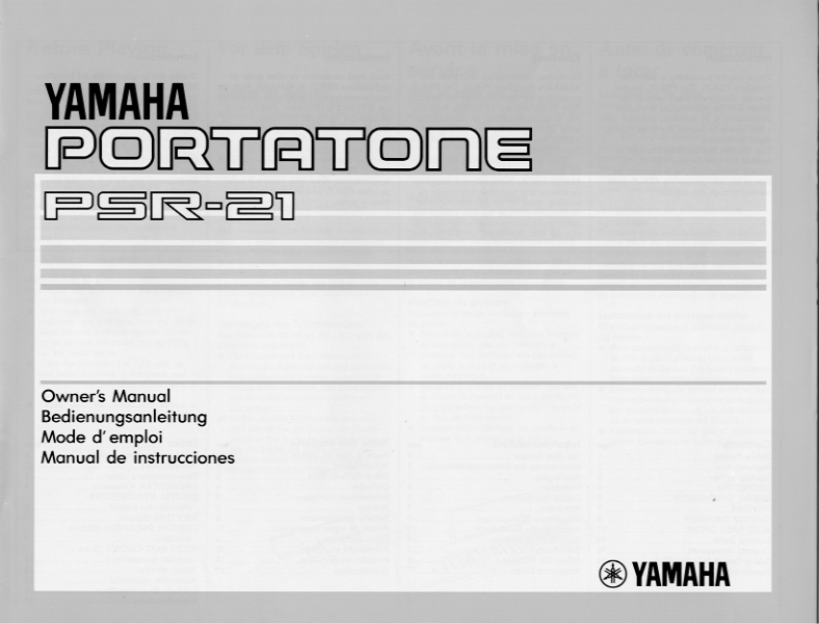 Yamaha PSR-21E, PSR-21 User Manual