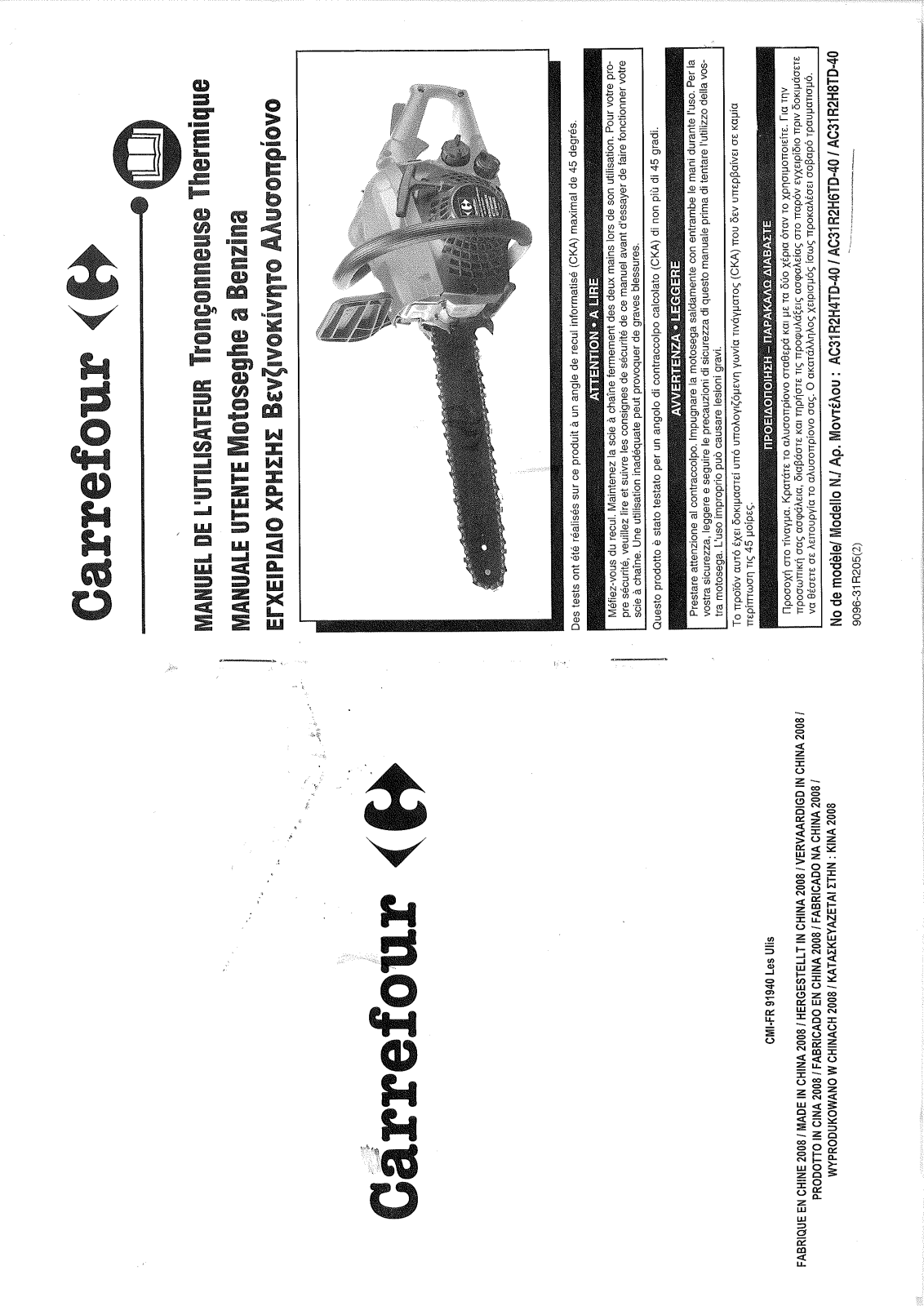 CARREFOUR AC31R2H4TD-40, AC31R2H6TD-40, AC31R2H8TD-40 User Manual