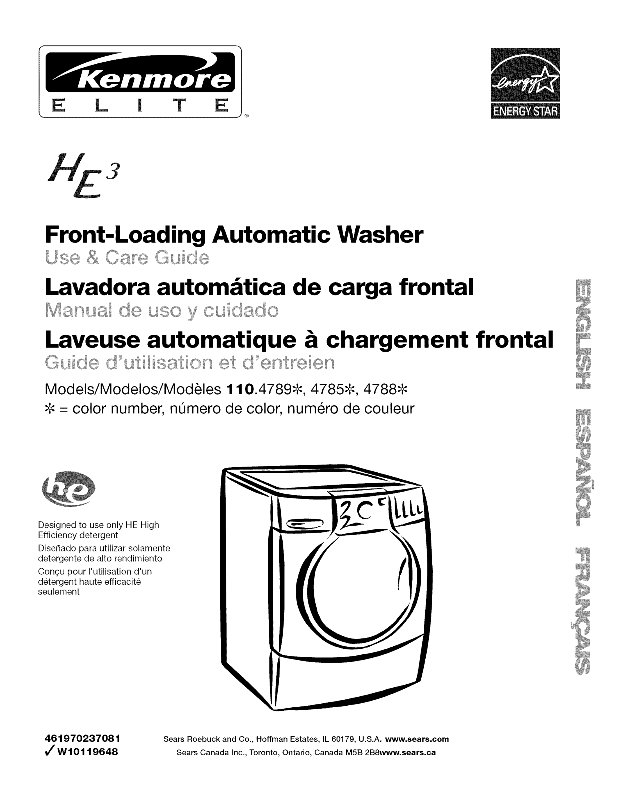 Kenmore HE3 4788, HE3 110.4789 User Manual