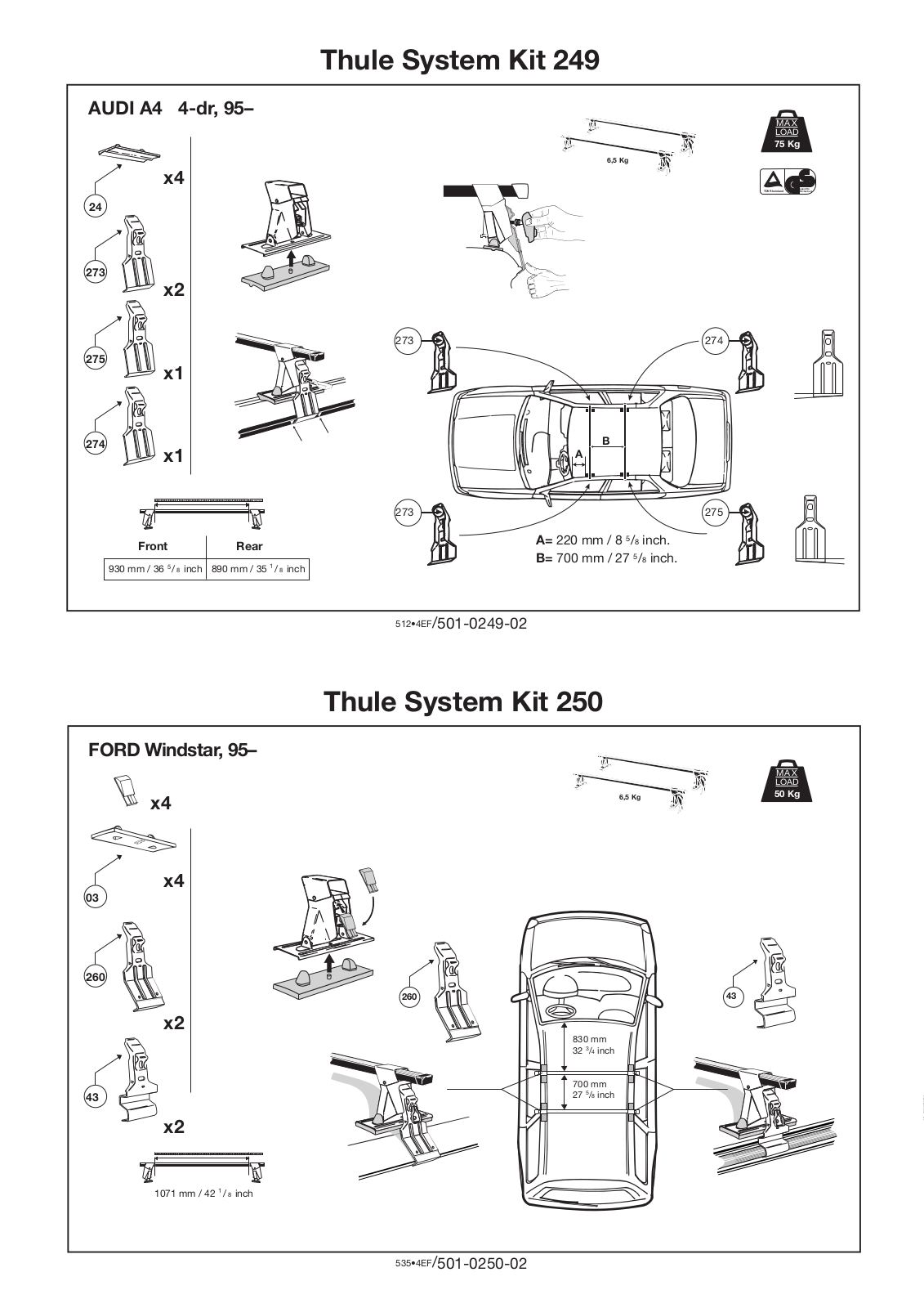 Audi 5354EF-501-0250-02, 5124EF-501-0249-02 User Manual