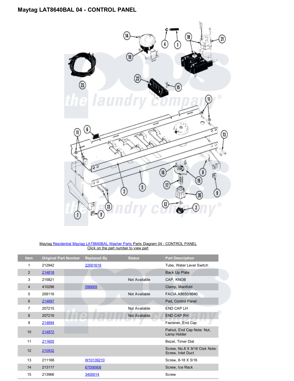 Maytag LAT8640BAL Parts Diagram