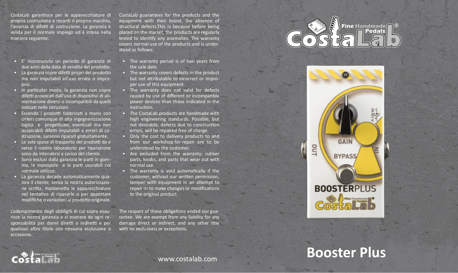 Costalab Booster Plus User manual - ManualMachine.com