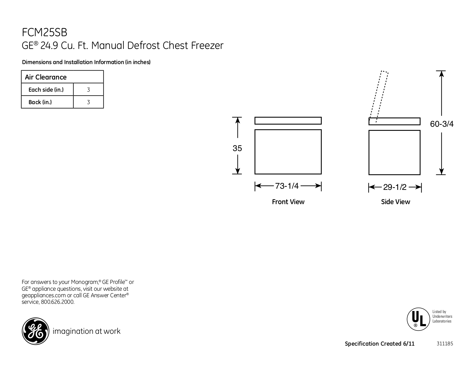 GE FCM25SBWW User Manual