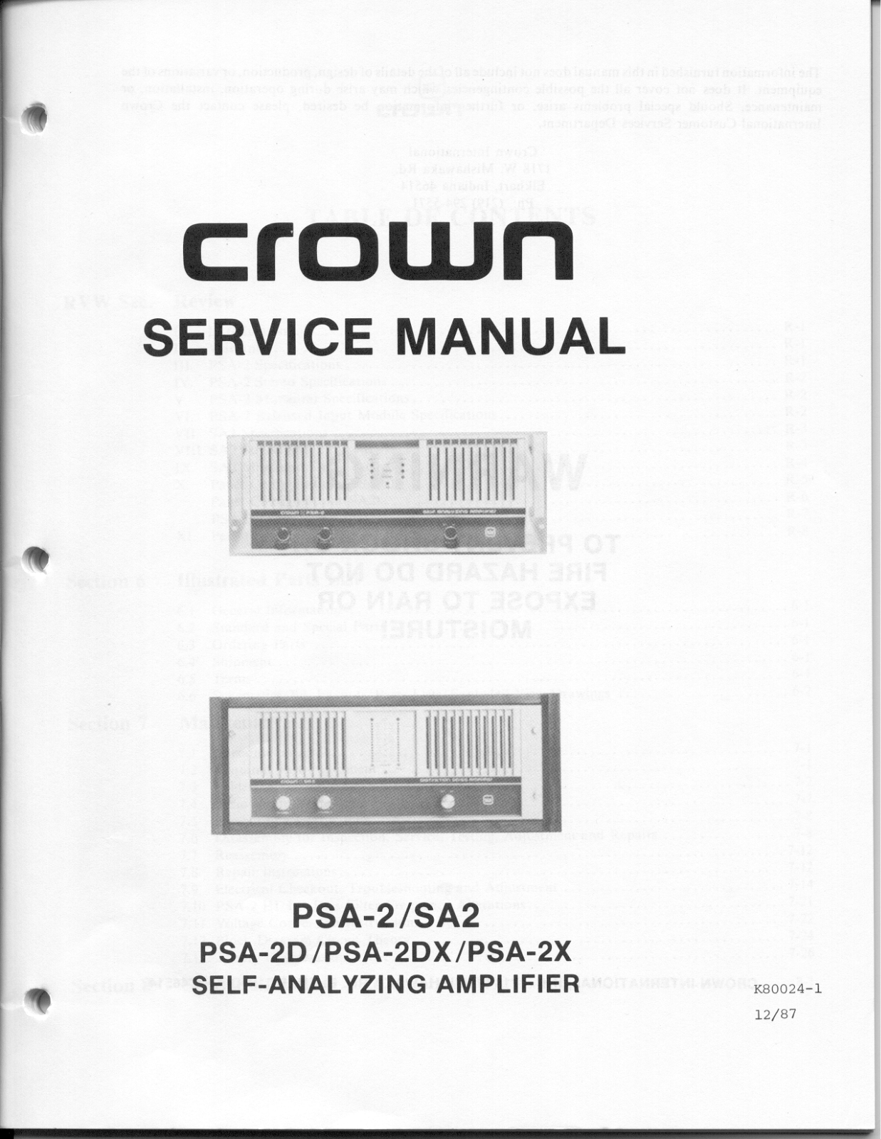 Crown PSA-2 Service manual