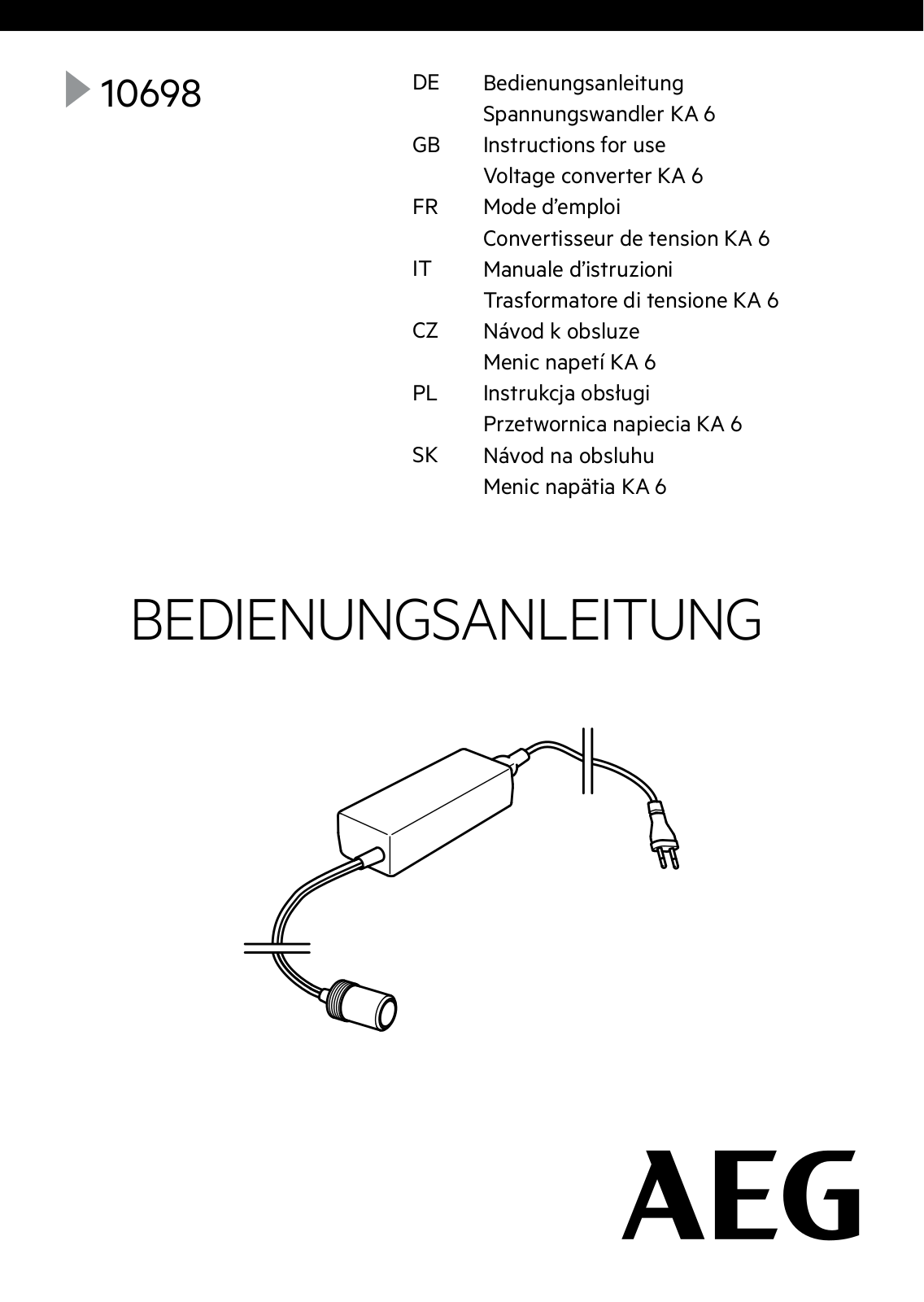 AEG 10698, KA6 User guide