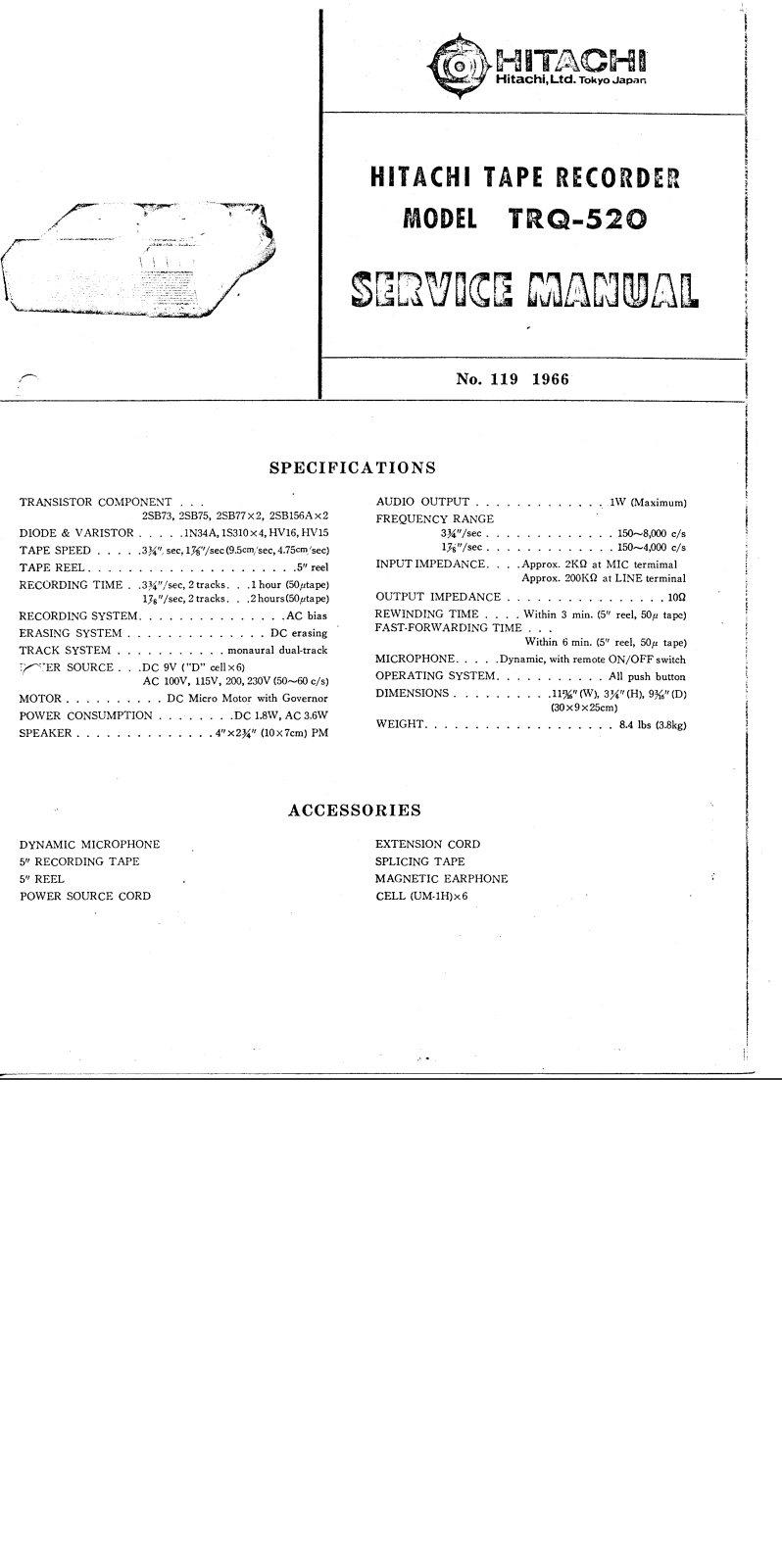 Hitachi TRQ-520 Service Manual