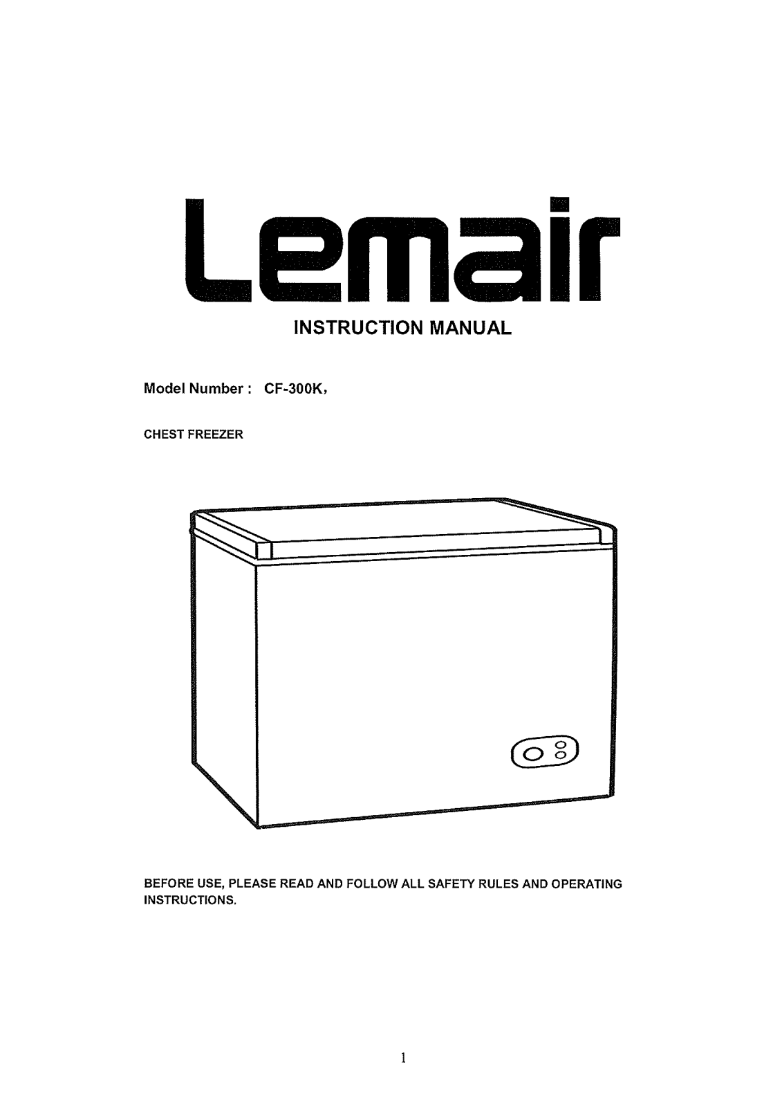 Lemair CF300K Operating Instructions