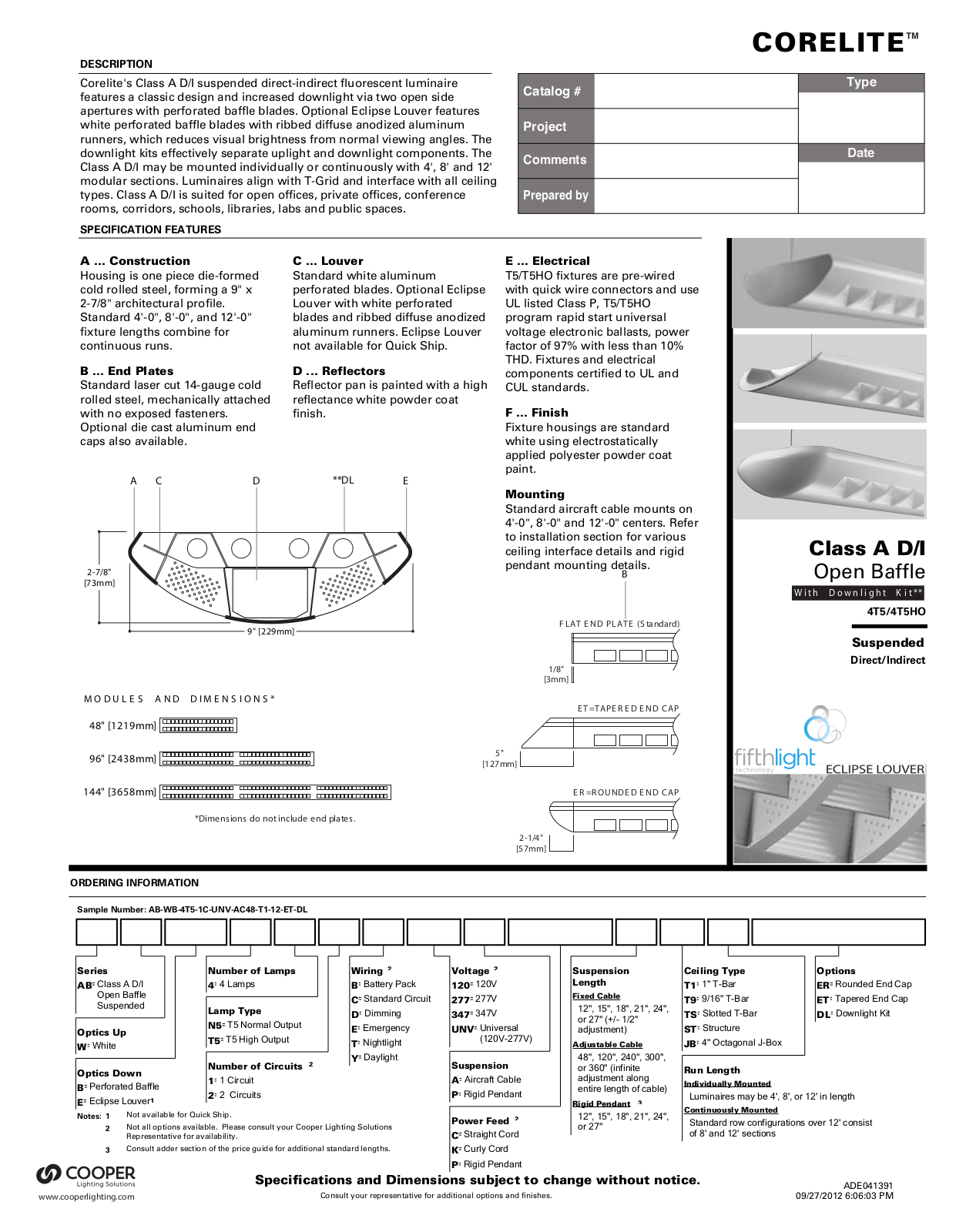 Cooper Lighting Solutions Corelite Class A D/I, 4T5, 4T5HO User Manual