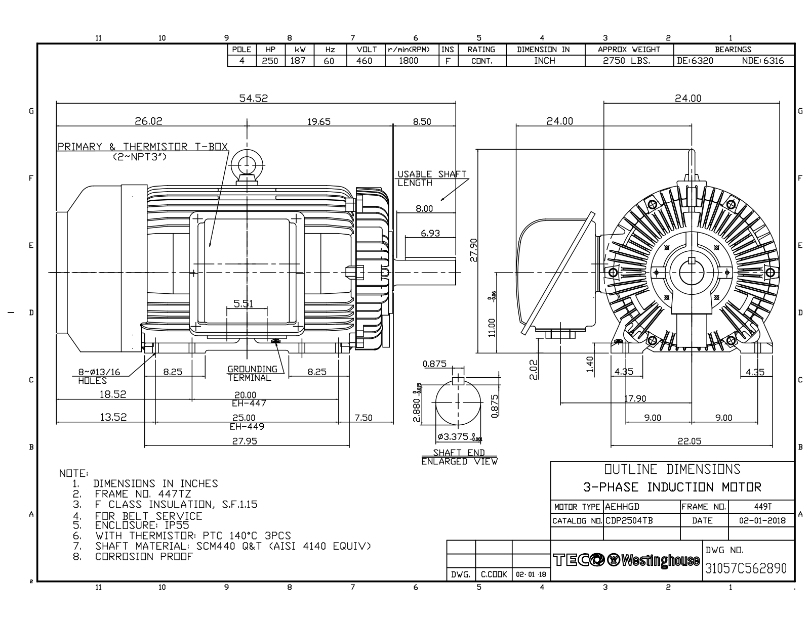 Teco CDP2504TB Reference Drawing