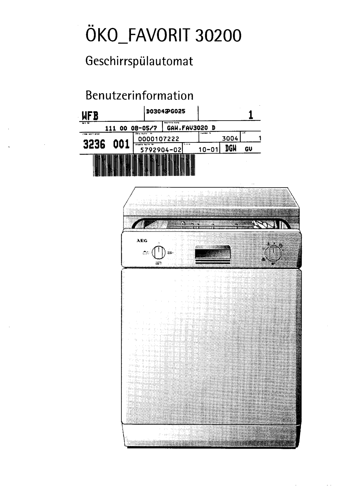 AEG FAVORIT 30200 User Manual