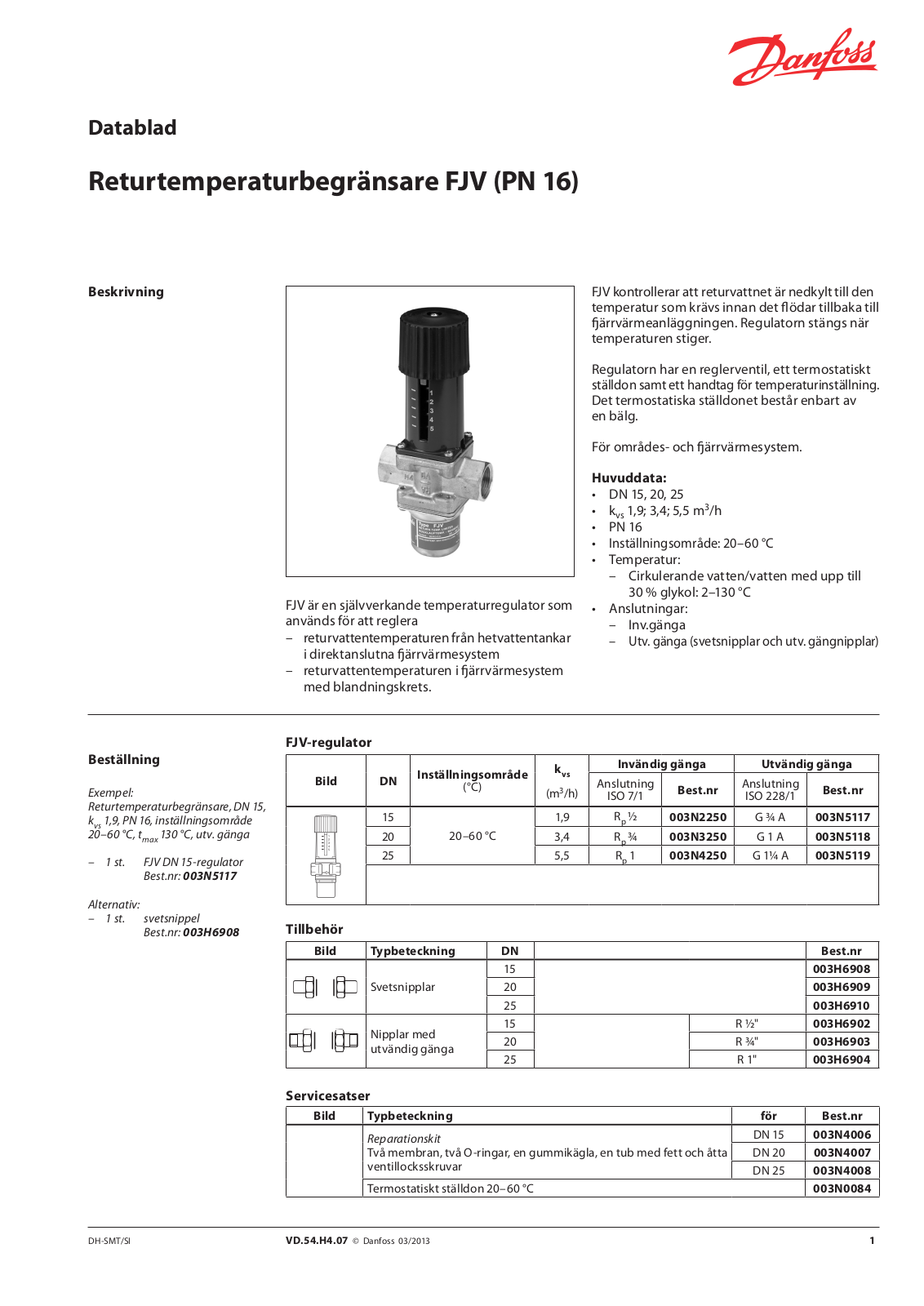 Danfoss FJV Data sheet