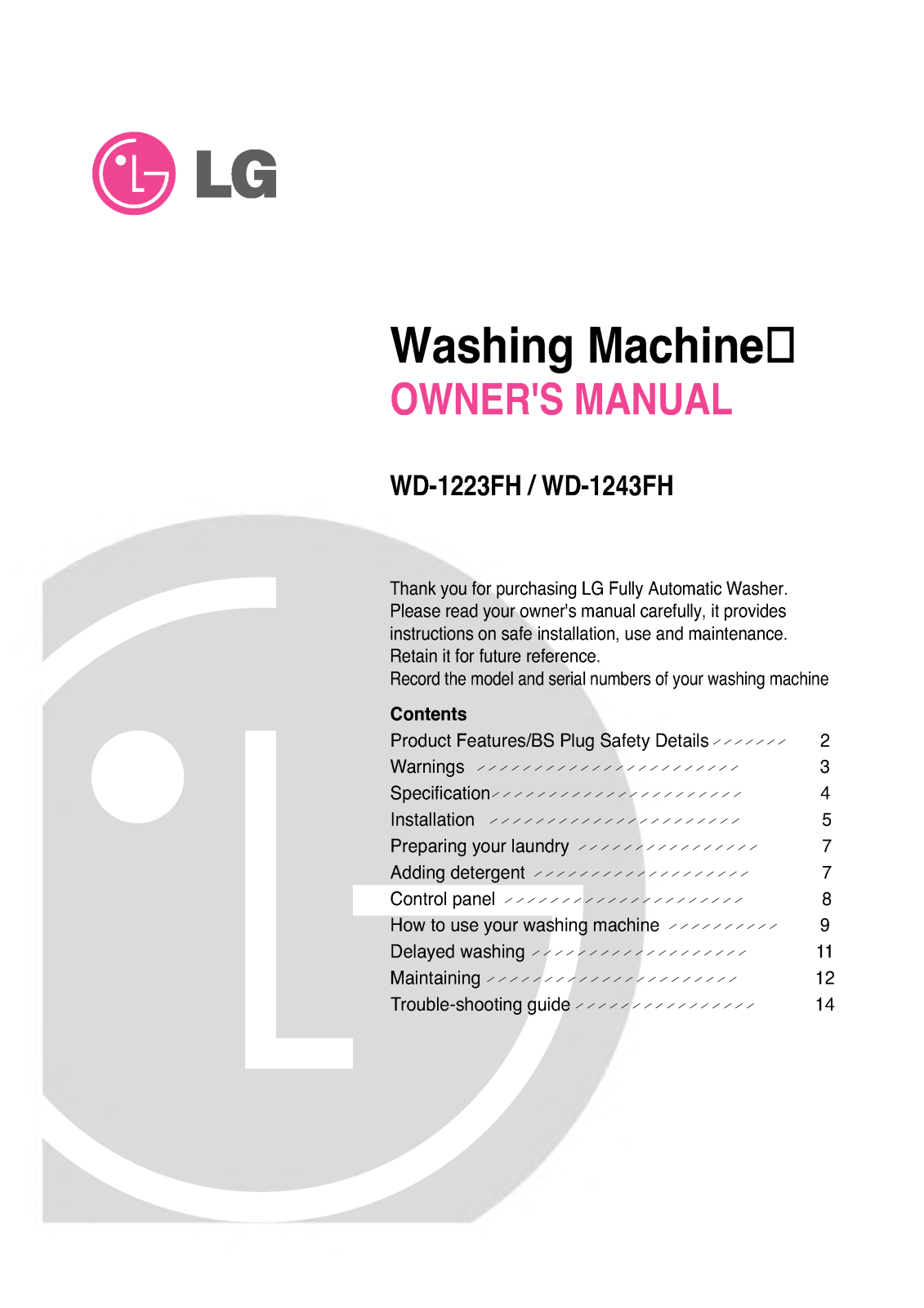 LG WD-1243FH User Manual