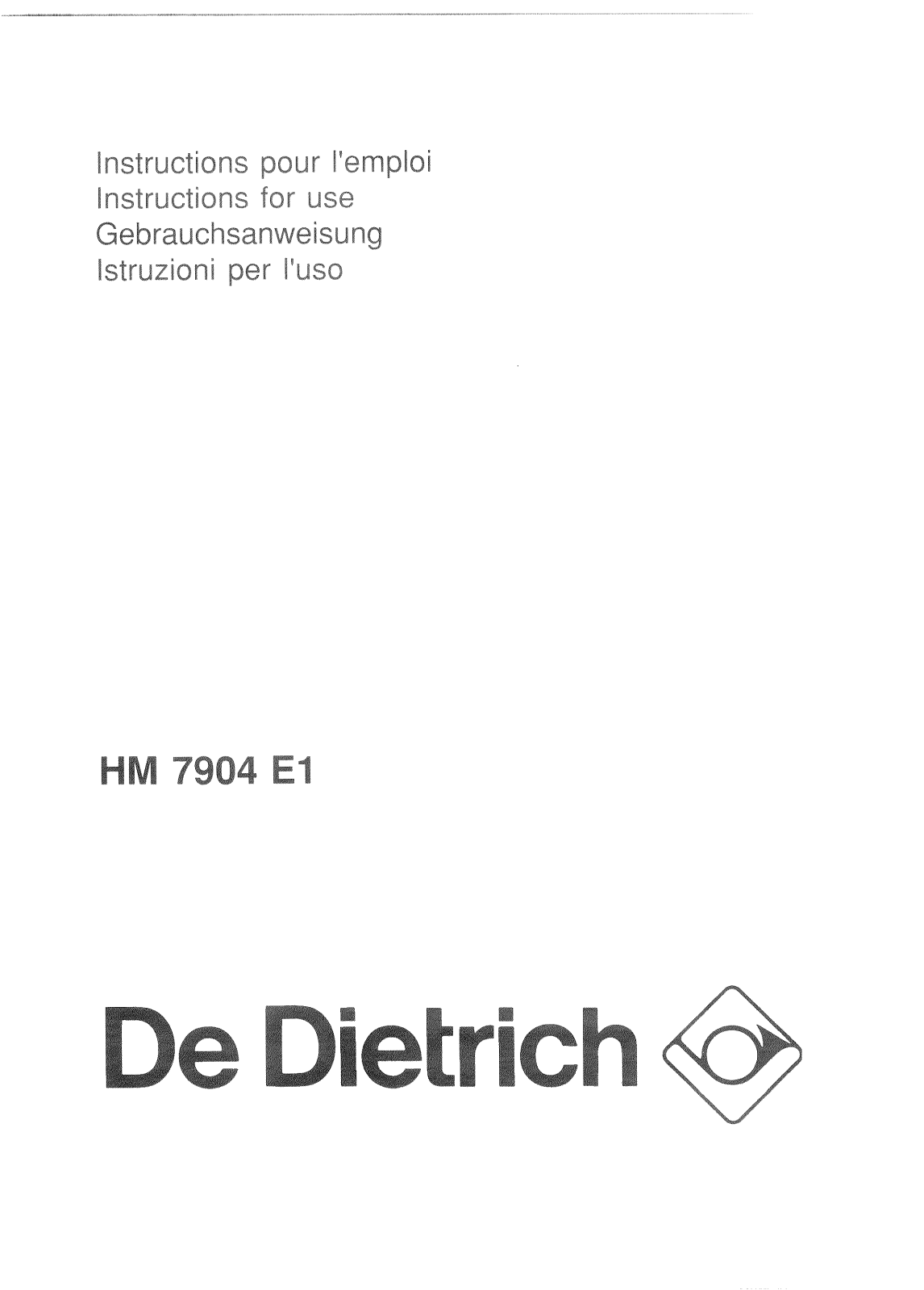 De dietrich HM7904E1 User Manual