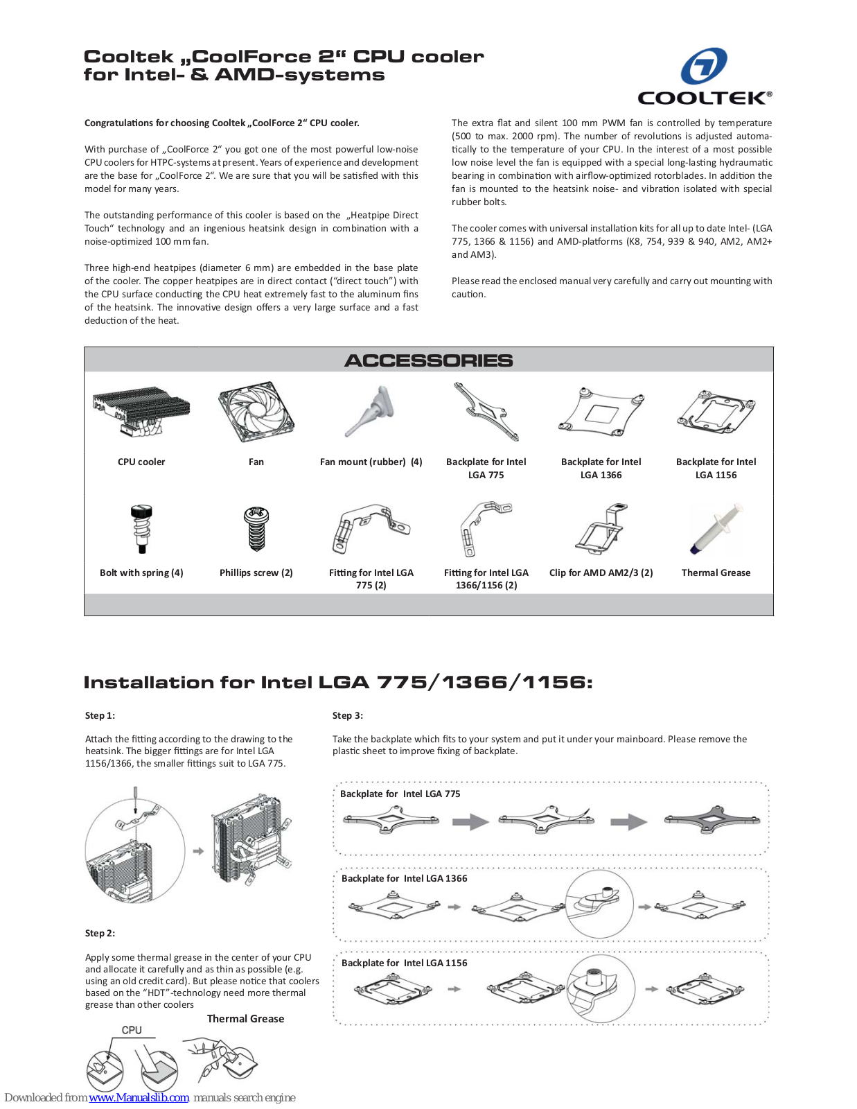 Cooltek CoolForce 2 Installation Manual - ManualMachine.com