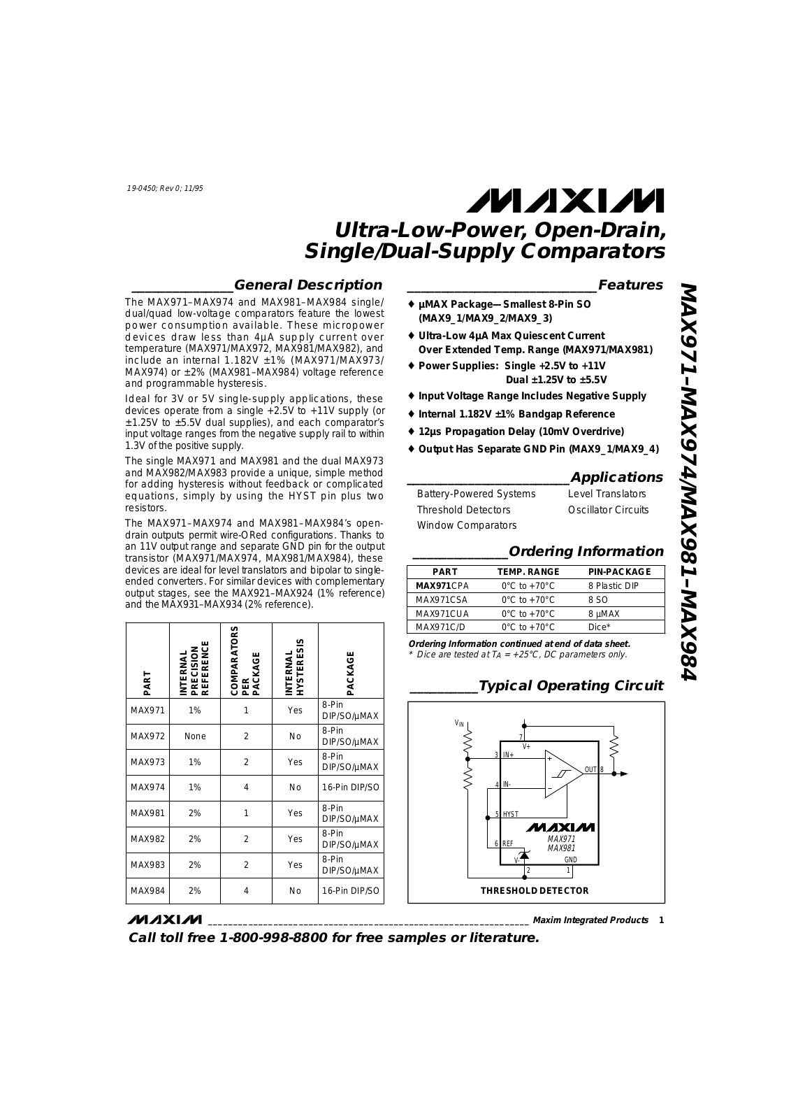 Maxim MAX984EPE, MAX984ESE, MAX984CSE, MAX983CUA, MAX983EPA Datasheet